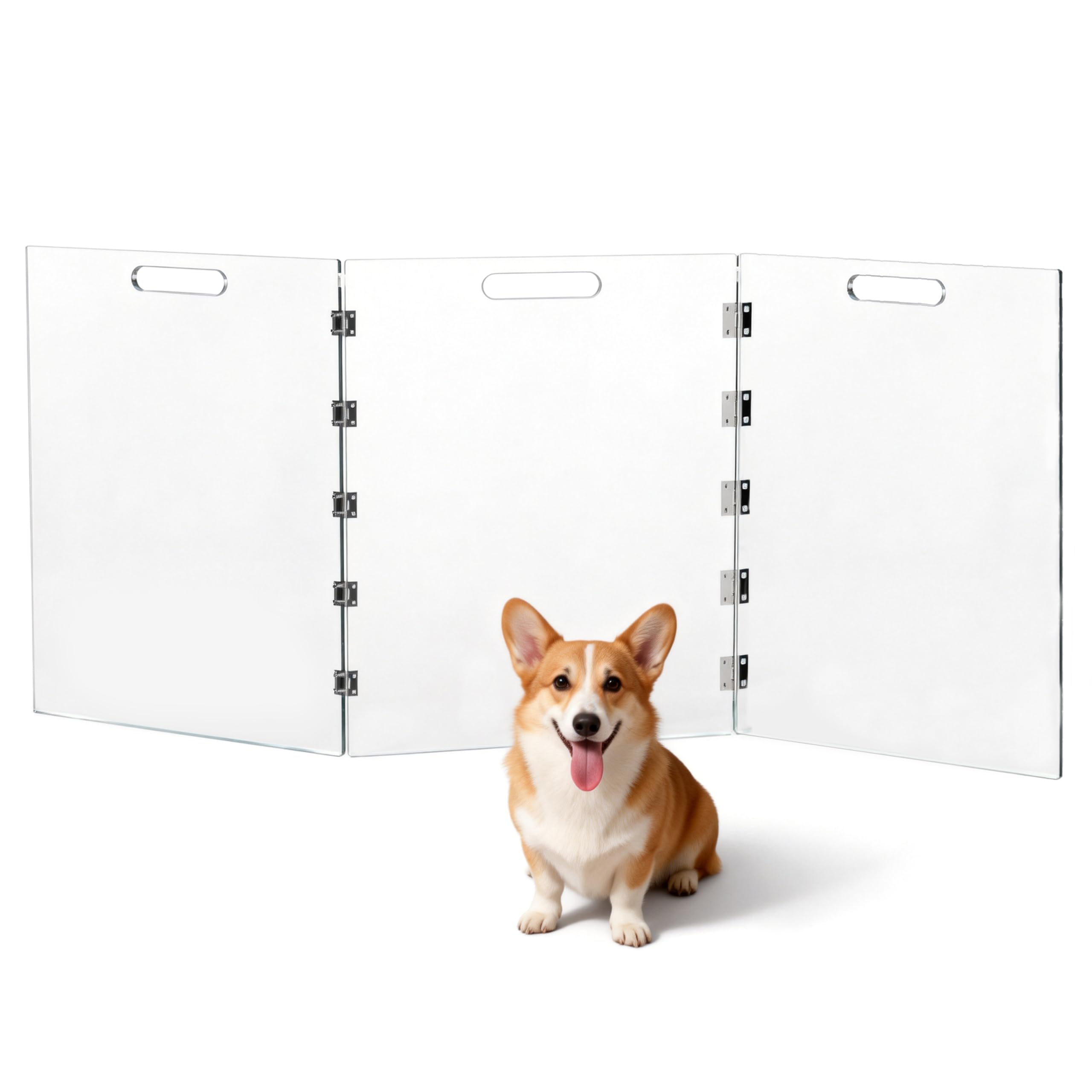 Clear Acrylic Freestanding Dog Gate Foldable Pet Playpen (3-Panel)