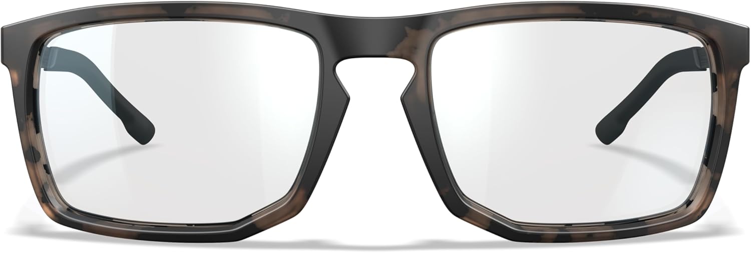 Wiley X WX Axe Sunglasses Safety Glasses for Men Shatterproof UV Eye Protection for Combat, Shooting & Outdoor Clear Lenses Matte Tortoise Brown Frames - Image 3
