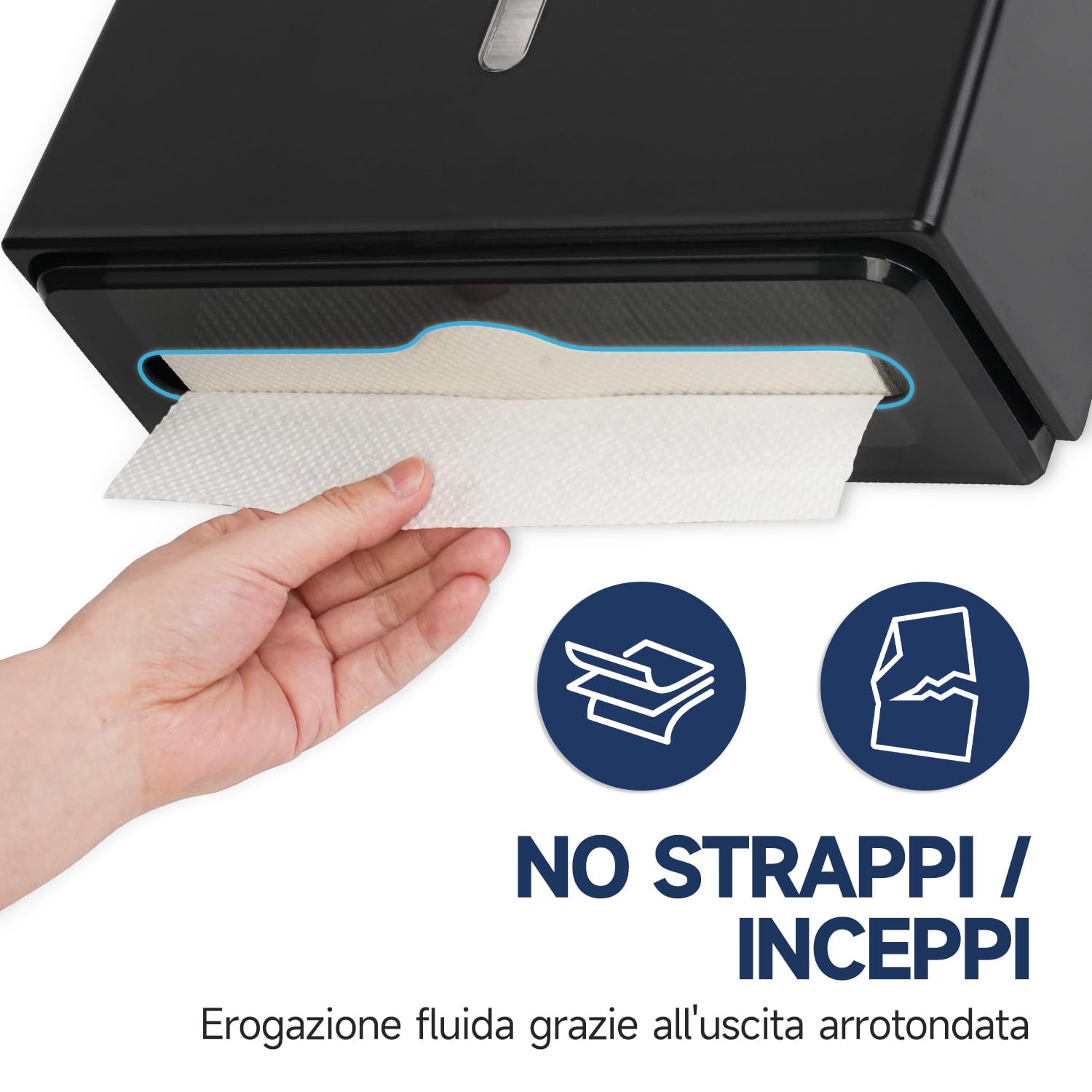 Dispenser Per Carta Asciugamani Z-Fold Commerciale - Capacità 200+ Fogli, 25.4x7.8 Cm, Bianco, Con Finestra Trasparente