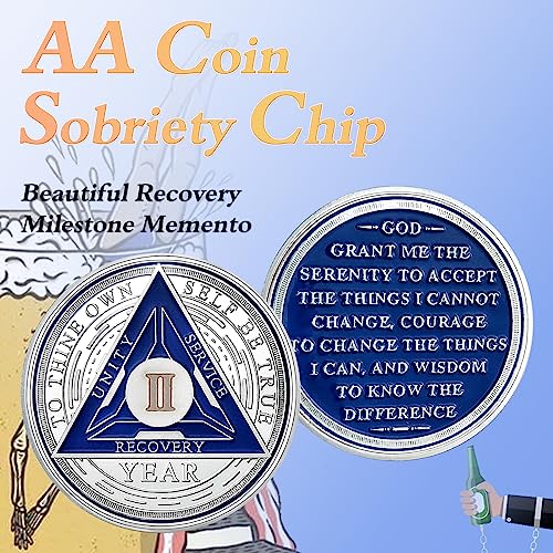 Image of Imasoner 2 Year AA Medallion Coin Alcoholics Anonymous Chips Recovery Sobriety Chip Anniversary Token (02 Year)