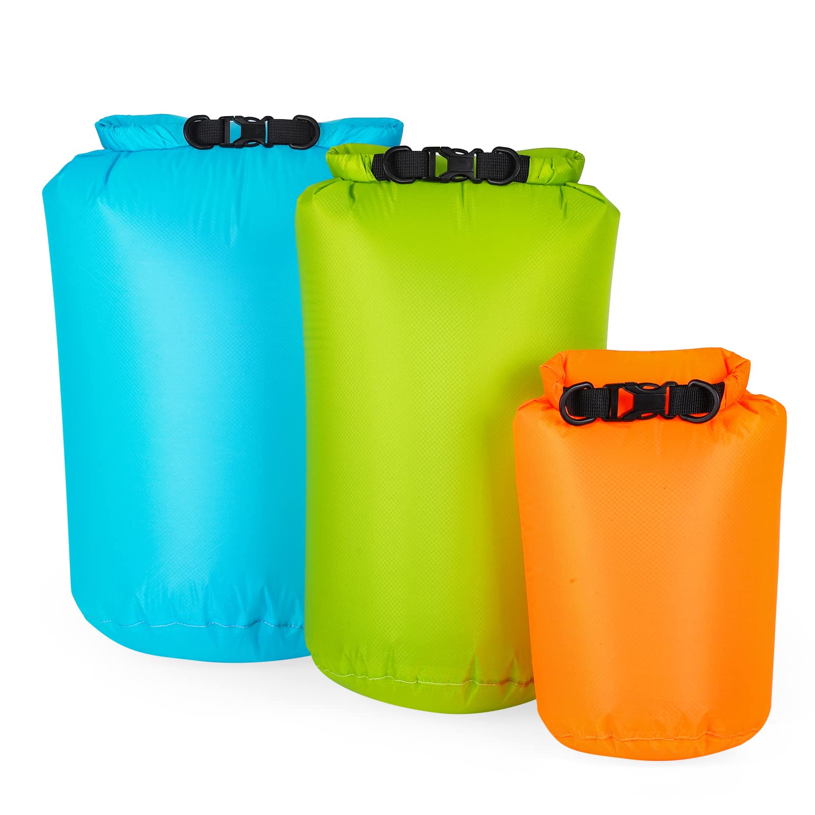 NaiyaflyWaterproof Dry Bag 3-Pack, 5L/15L/30L Ultralight Dry Sack Portable Storage Pouch Pack for Hiking, Backpacking, Kayaking, Camping, Swimming, Boating
