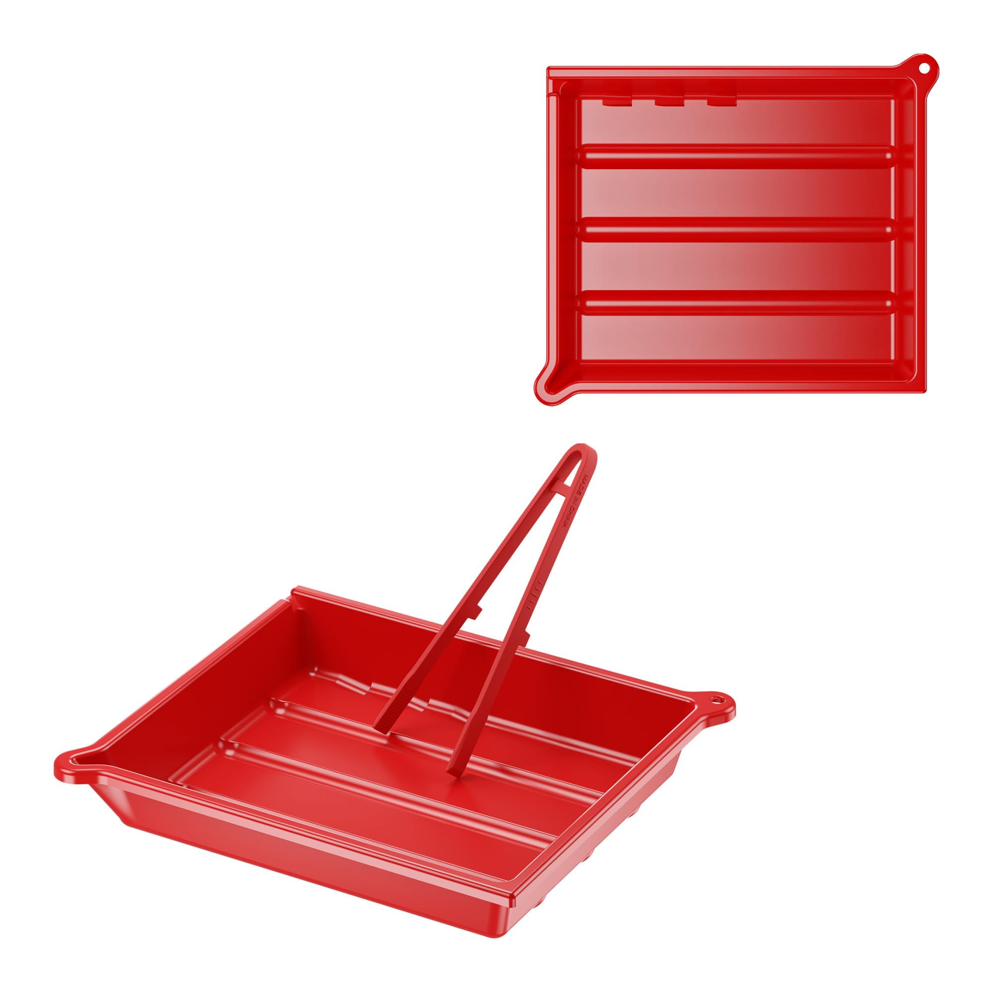 JJC Darkroom Plateau de développement de film pour impression photo avec clip en silicone, port de drainage et fente pour thermomètre, 33,4 x 38,4 cm, rouge