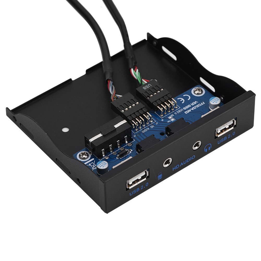 Panel Frontal USB 2.0,Espacio en la Unidad de Disquete de 3,5 "en 2 Puertos USB 2.0 / Puerto de Audio HD/Puerto de Micrófono,Transmisión de Datos a Alta Velocidad