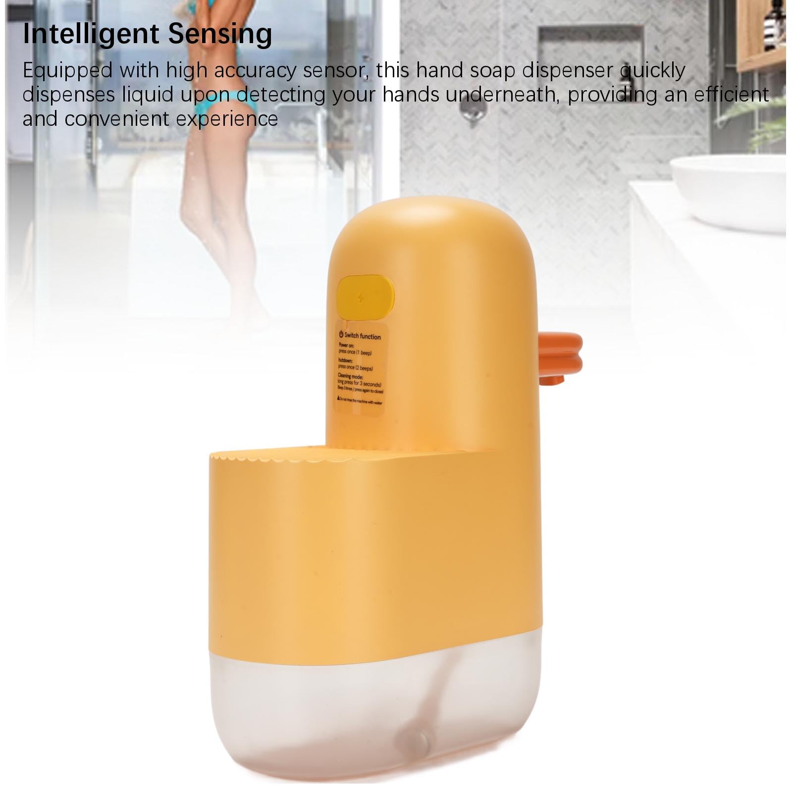 Fabater Cute Duck Dispenser Automatico Sapone Schiuma, Dispenser Sapone Mani Touchless Intelligente con Batteria Ricaricabile 1200mAh, Schiuma con Sensore 350ml per Bagno, Plastica ABS (B)