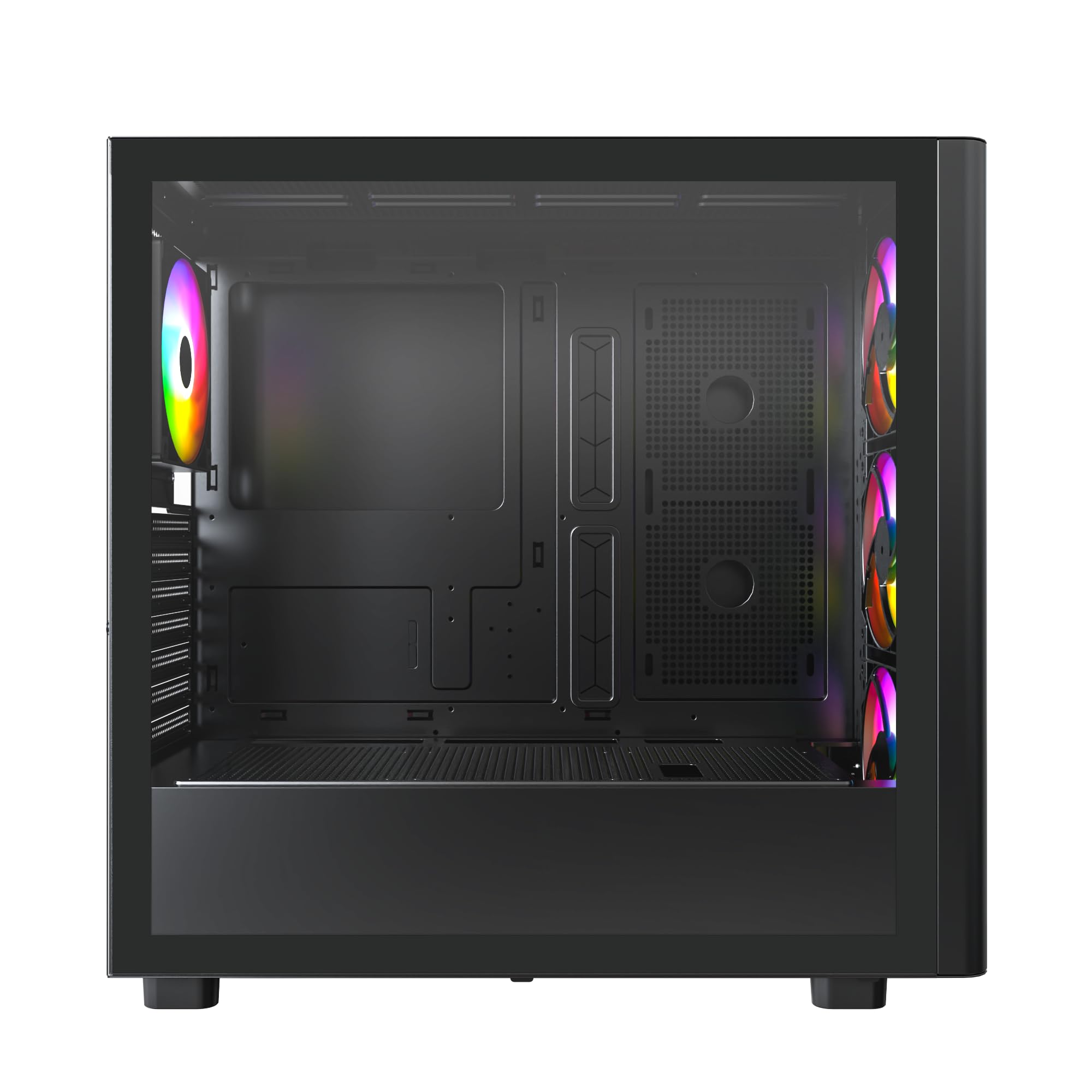 MONTECH XR Bois, façade en Noyer Noir véritable, boîtier de Jeu PC ATX, Panneau latéral en Verre, 4 Ventilateurs GF120 ARGB PWM pré-installés, Noir