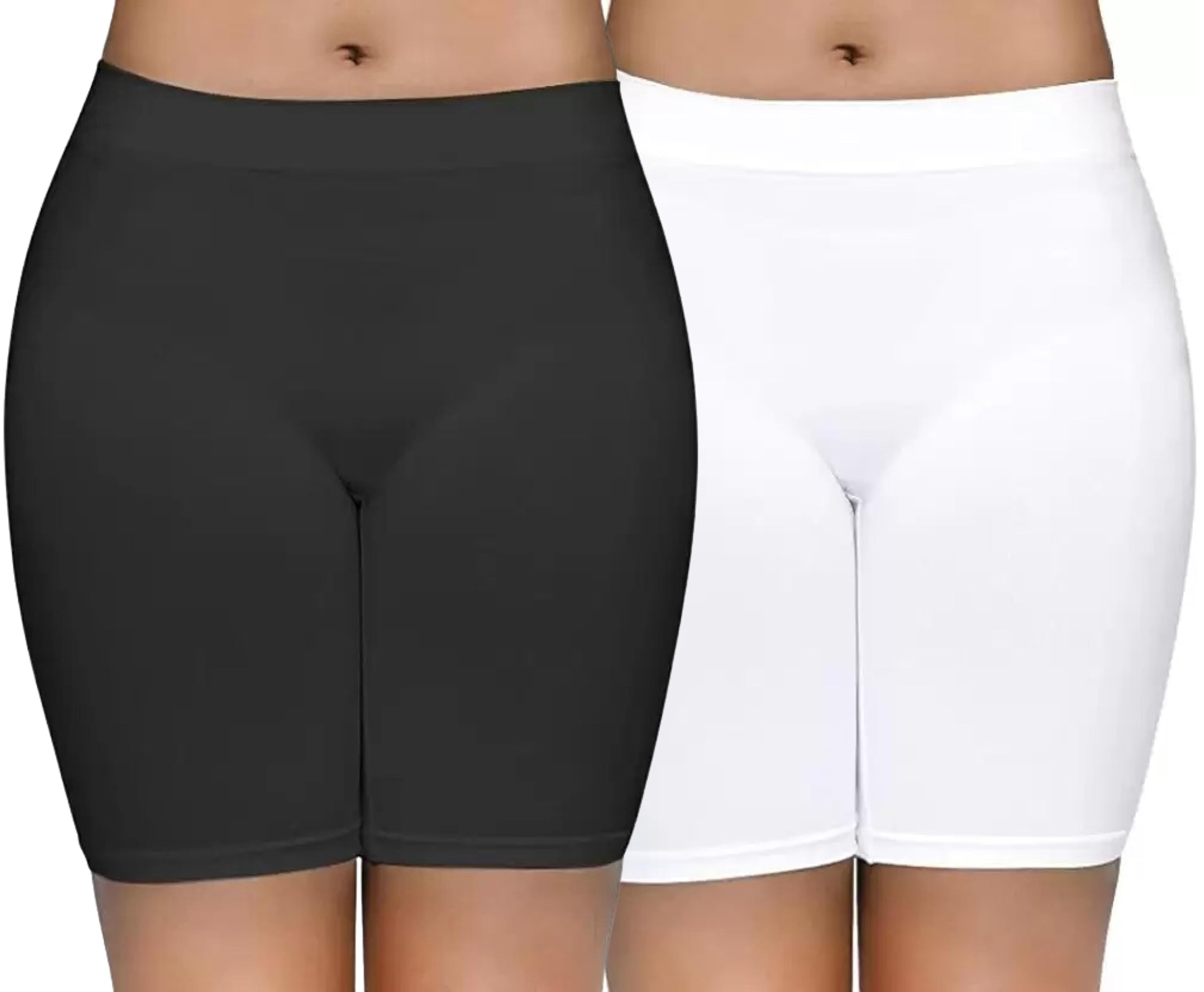 mysha Women's Soft Pure Cotton Spandex High Waist Seamless Cycling Shorts/Biker Shorts/Boyshort Panties/Under Skirt Shorts/Slip Shorts/Running Shorts/Workout Shorts for Yoga Black-White-picture-3