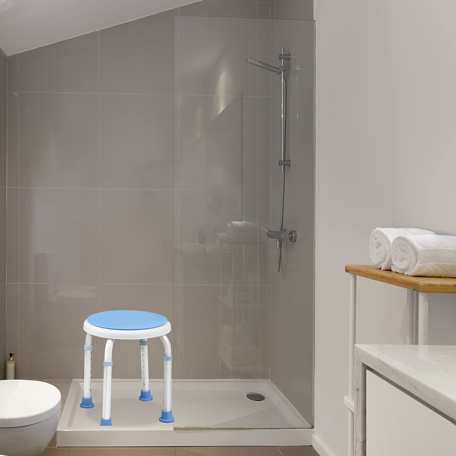 Taburete de ducha, silla de ducha con asa de bañera, respaldo para ancianos, altura ajustable de 85 a 96 cm, elevador de asiento de inodoro, patas antideslizantes, tipo 10