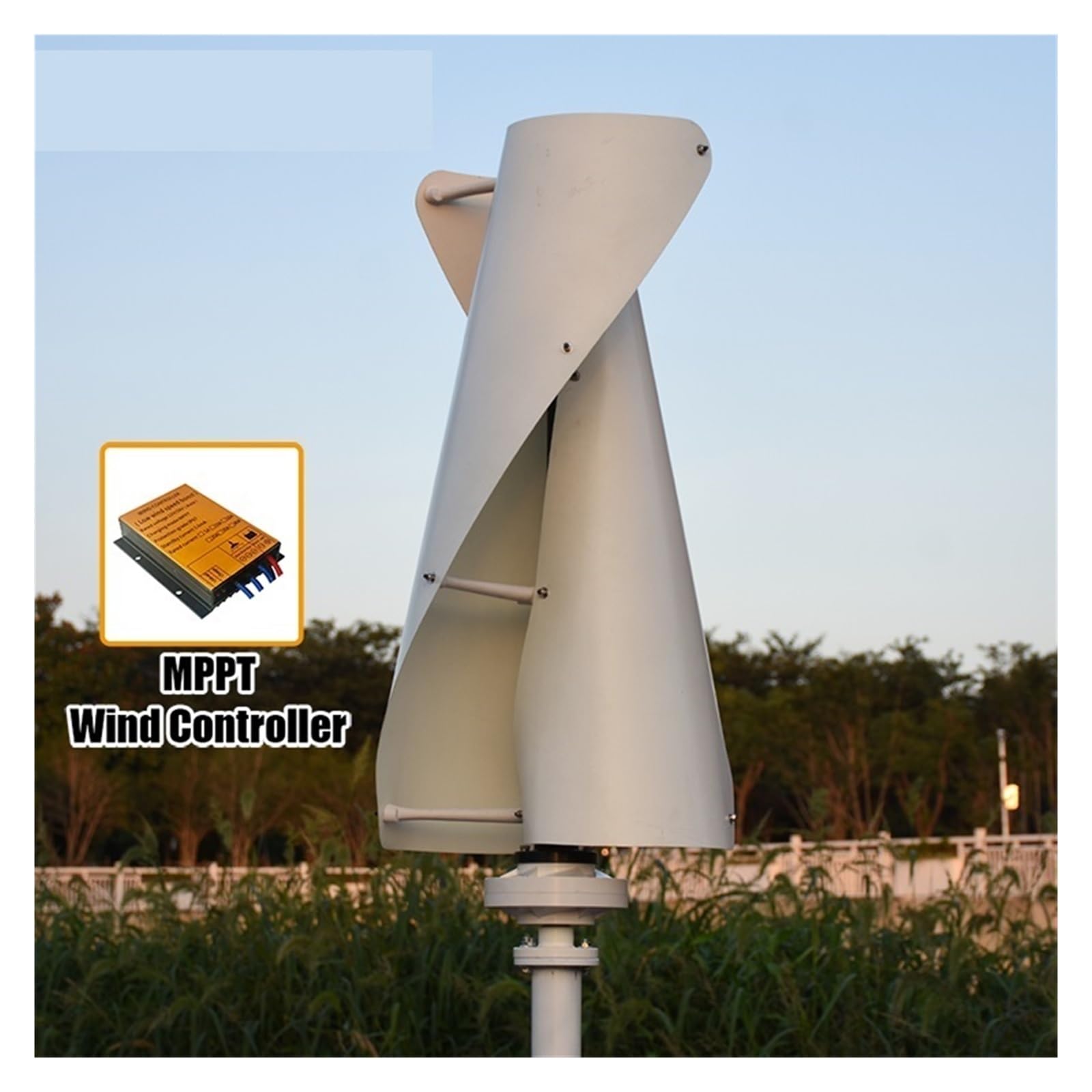 Windmill Energy1000W 12v 24v 48v Vertikaler Windturbinengenerator mit hoher Effizienz und Controller for Hybrid-Solar-Windsystem für Zuhause, Boot, Marine, Garten(With Controller,12v)
