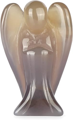 Hxswkk Estatuas de ángel de cristal de ágata natural de 2 pulgadas para decoración del hogar, figuras de ángel de la guarda, ángel de la paz, ángel