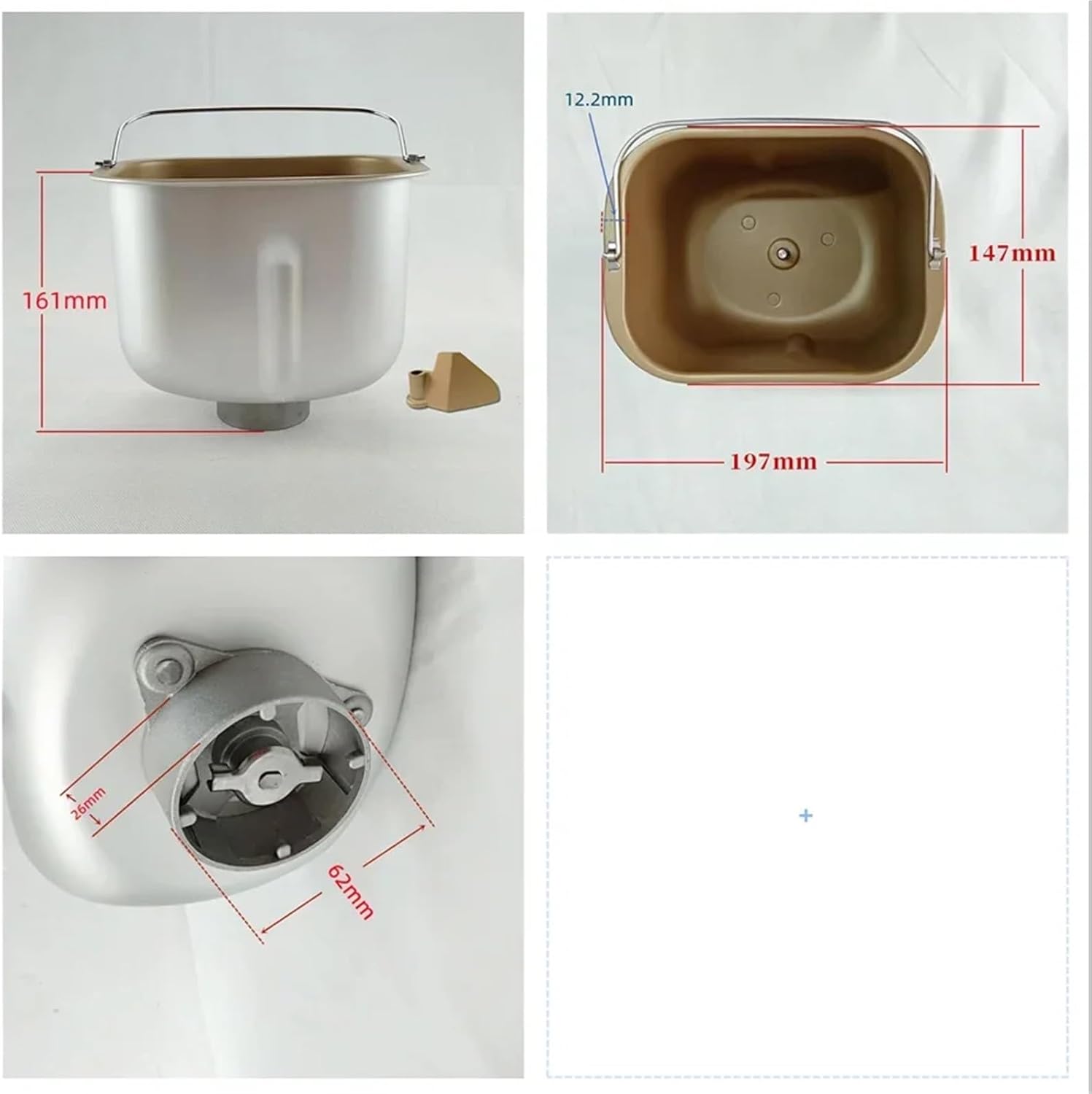 Bread Bucket + Blade，Compatible For Donlim，DL-TM018 BM-1888 BM-1348 BM-1353F DL-T15A /4706W TM018W Bread Maker