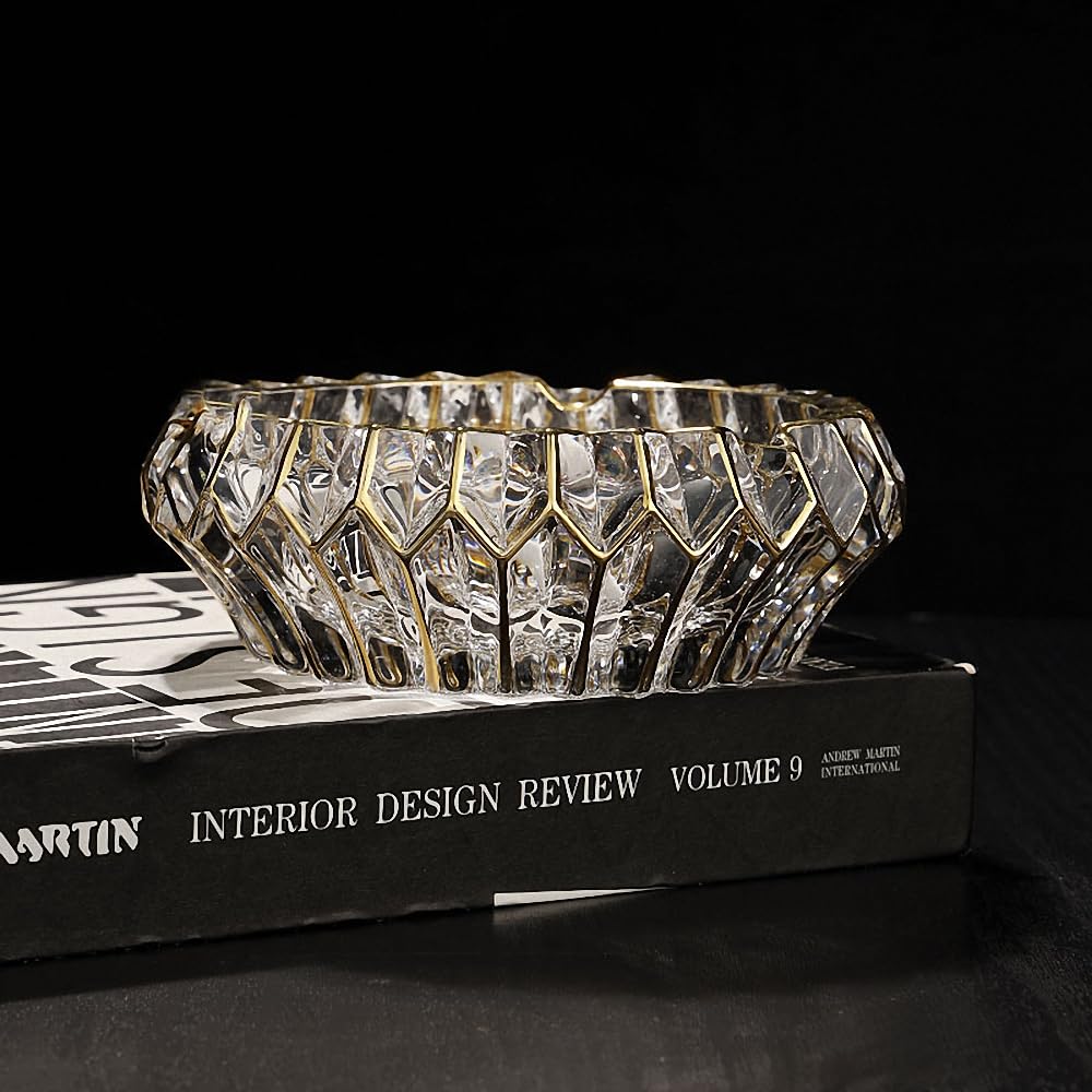 Bol décoratif en cristal doré peint à la main 14 cm
