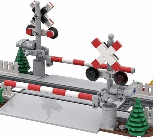 Miniatura 3 de Kit de construcción de ferrocarril de pistas de tren de ciudad, modelo de exhibición de pista de cruce de ferrocarril, juguete de construcción MOC