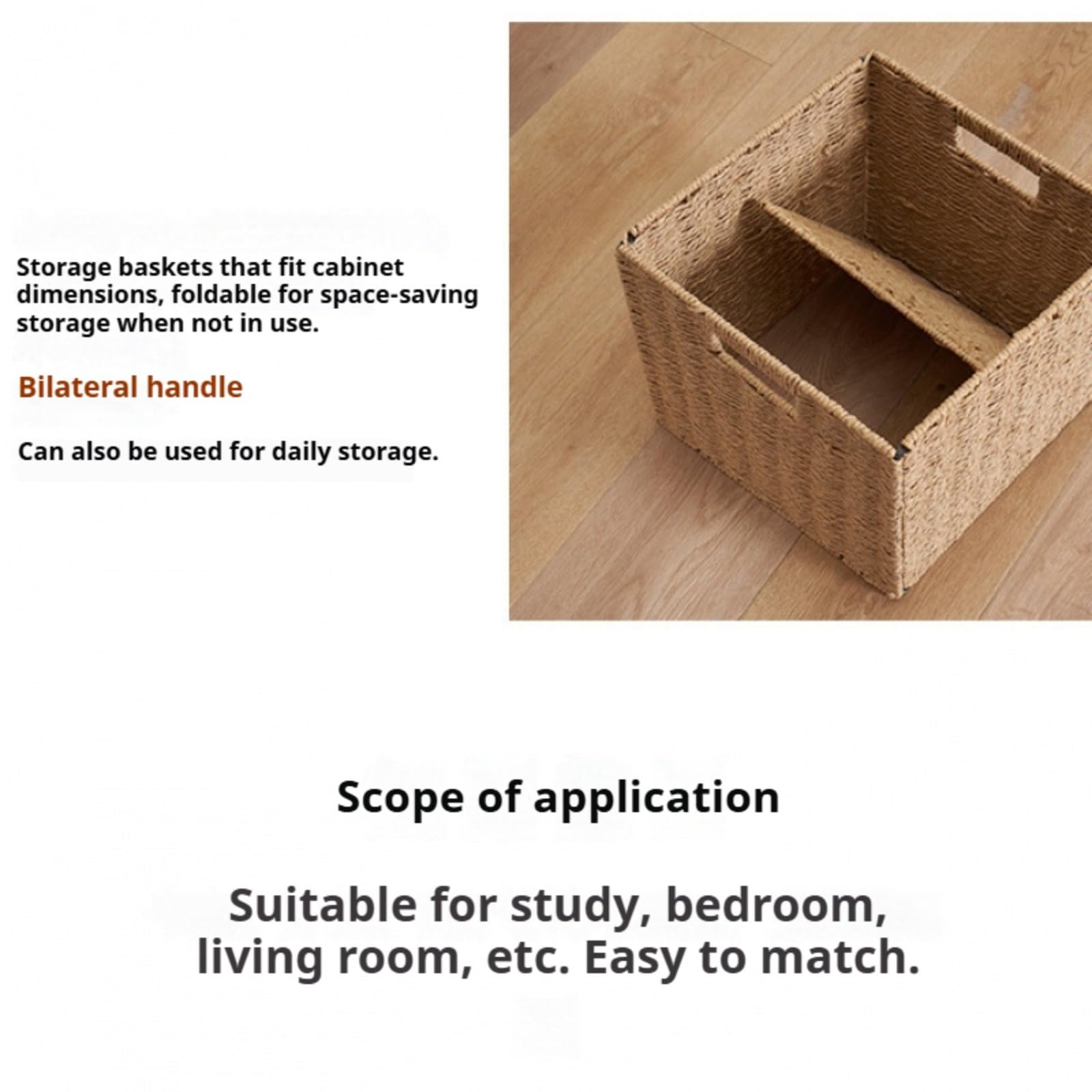 Cesto portaoggetti da 25 x 25 x 25 cm, organizer in stile vimini con manici, scatola portaoggetti decorativa durevole ed ecologica per bagno, camera da letto, soggiorno