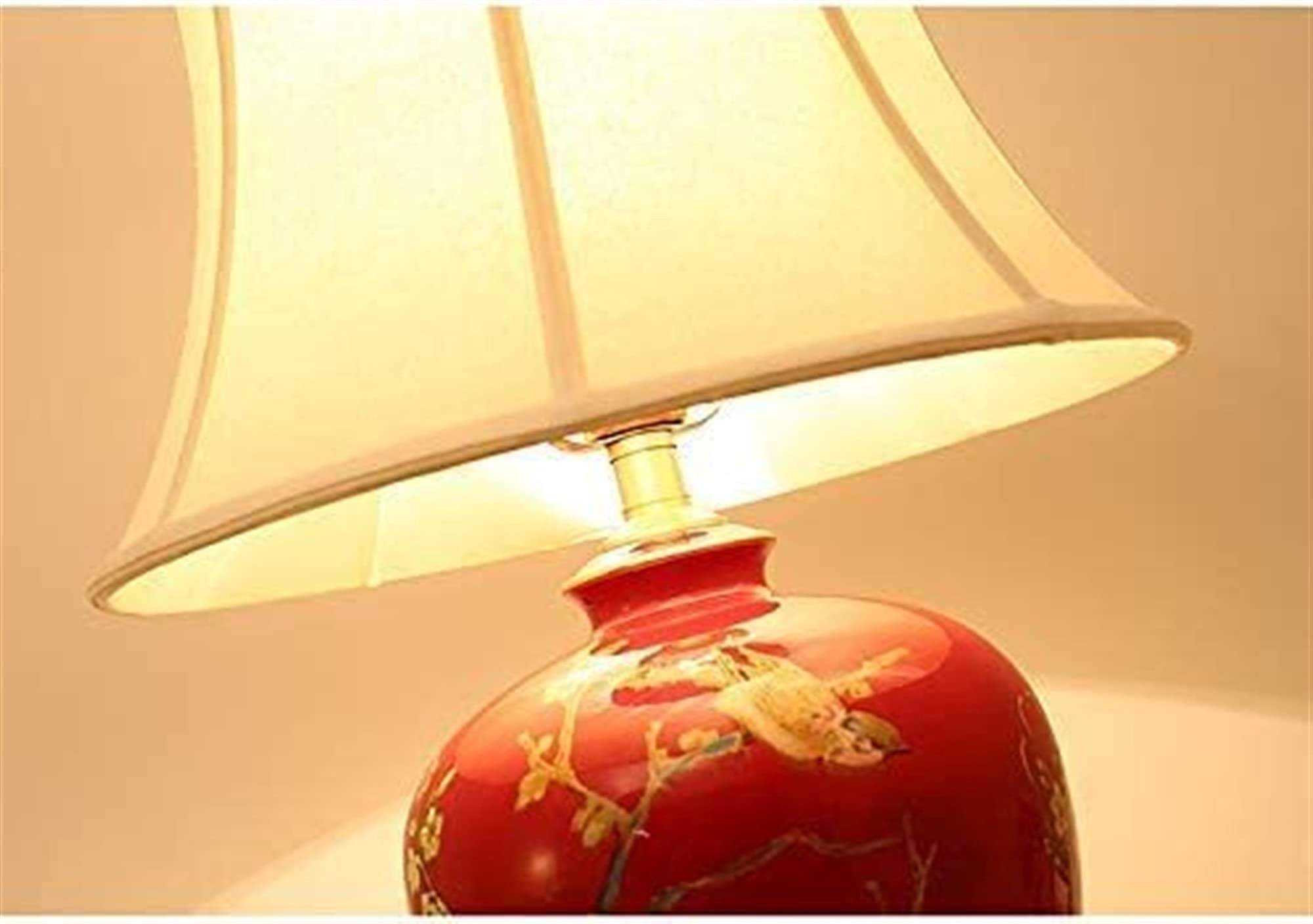 Rote Kardinal-Lampe Aus Harz - Tischleuchte Mit Buntglas-Optik