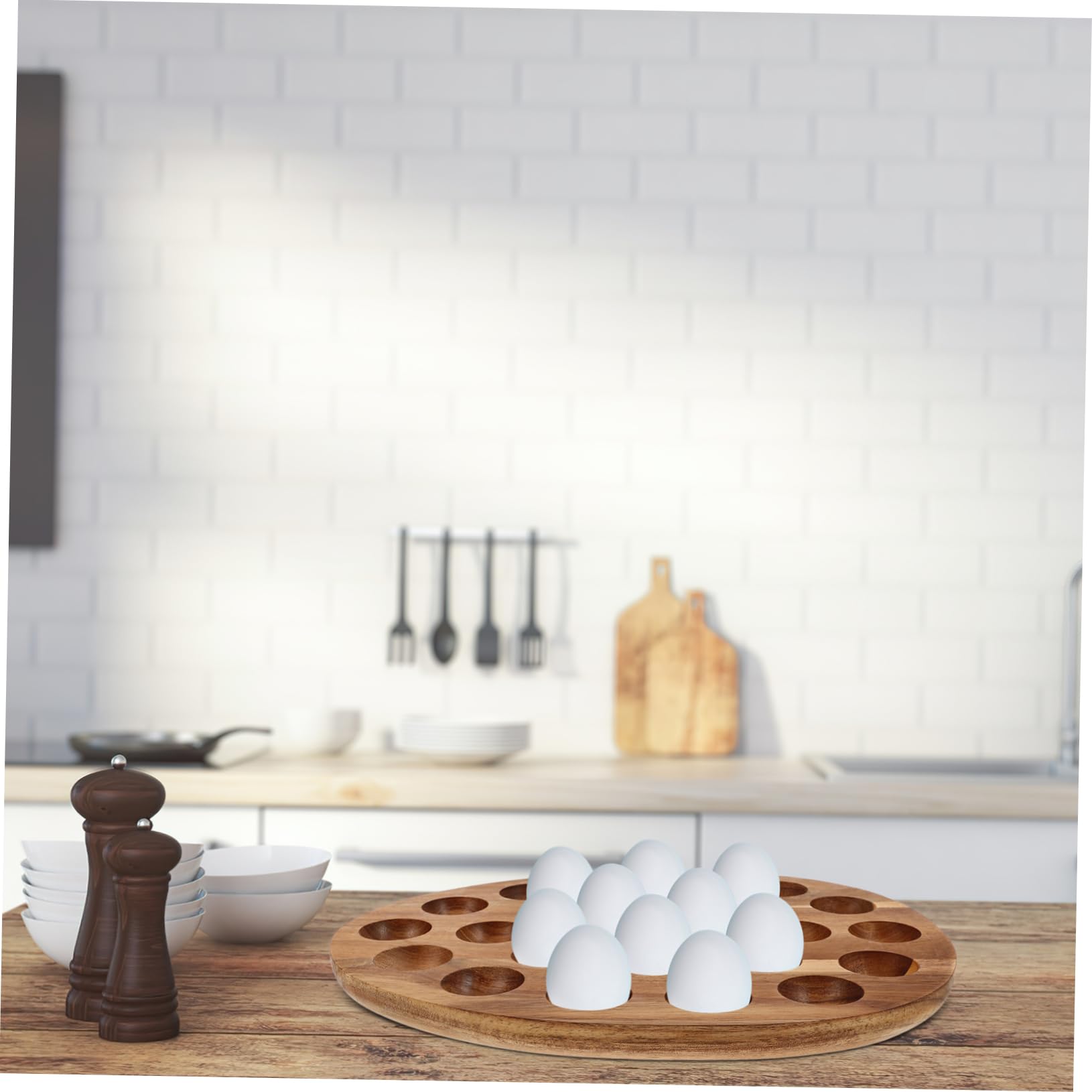 iplusmile Huevera De Madera para Nevera 24 Compartimentos, Soporte para Huevos De Gallina, Organizador De Cocina Versátil y Compacto para Refrigerador y Mesa De Comedor