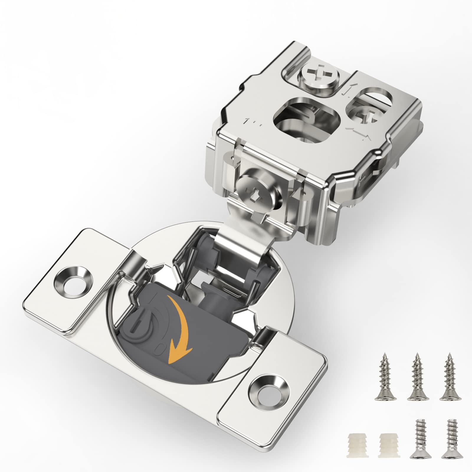 Photo 1 of [Closing Speed Control] 50 Pack 1 Inch Overlay Soft Close Hinges for Face Frame Cabinet, 4D Adjustment, Stainless Steel Kitchen Cabinet Hardware, 106° Open Concealed Self Closing Hinge