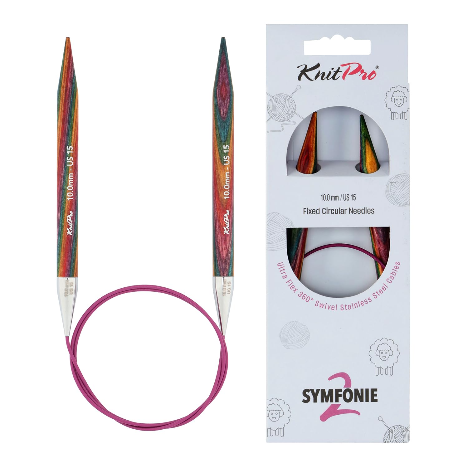 KnitPro Symfonie 2 Fixed Circular Needles 32" (80cm) | 10mm