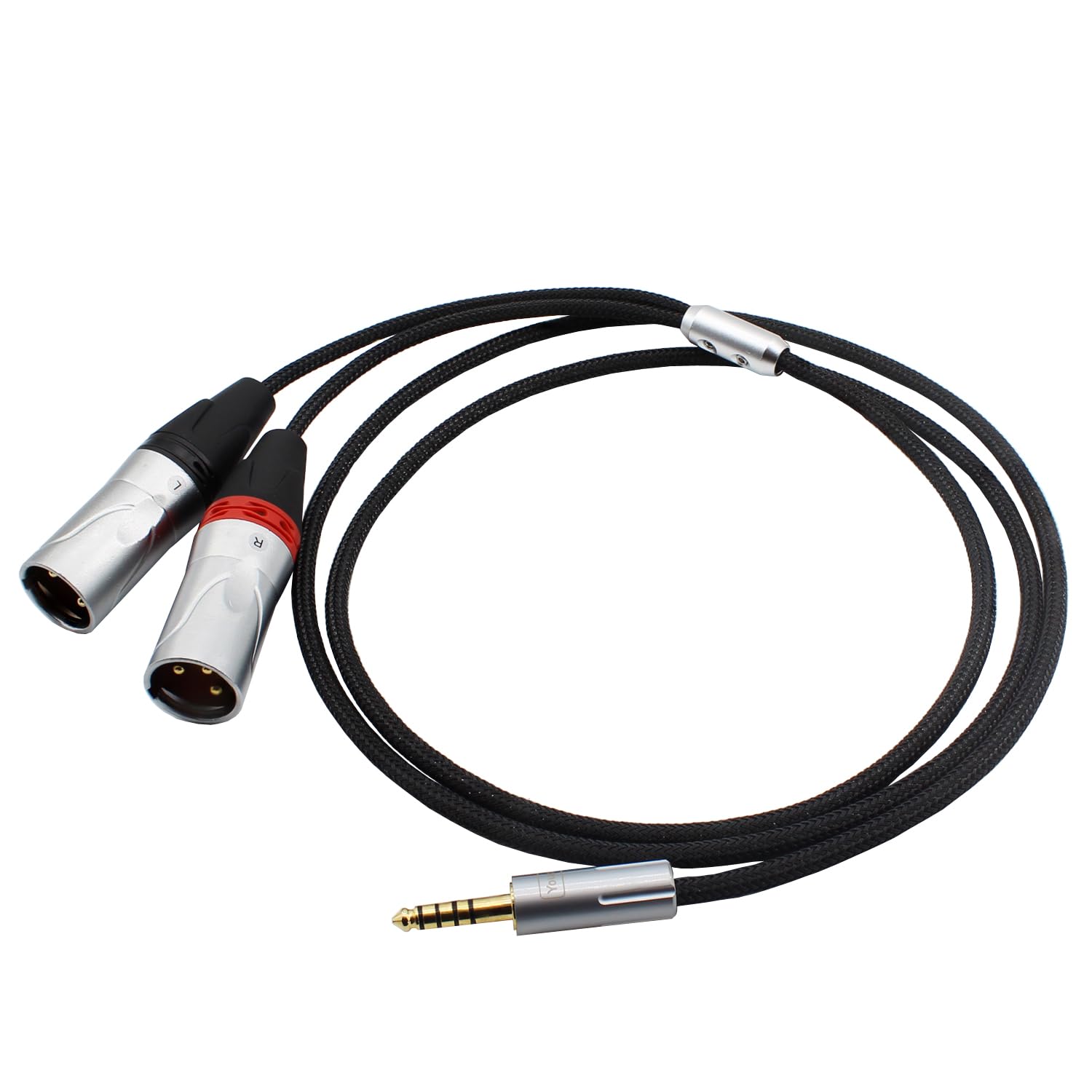 Youkamoo Adattatore per cuffie audio bilanciato da 4,4 mm a doppio XLR maschio con cavo placcato argento da 4,4 mm a XLR (1,2 m)
