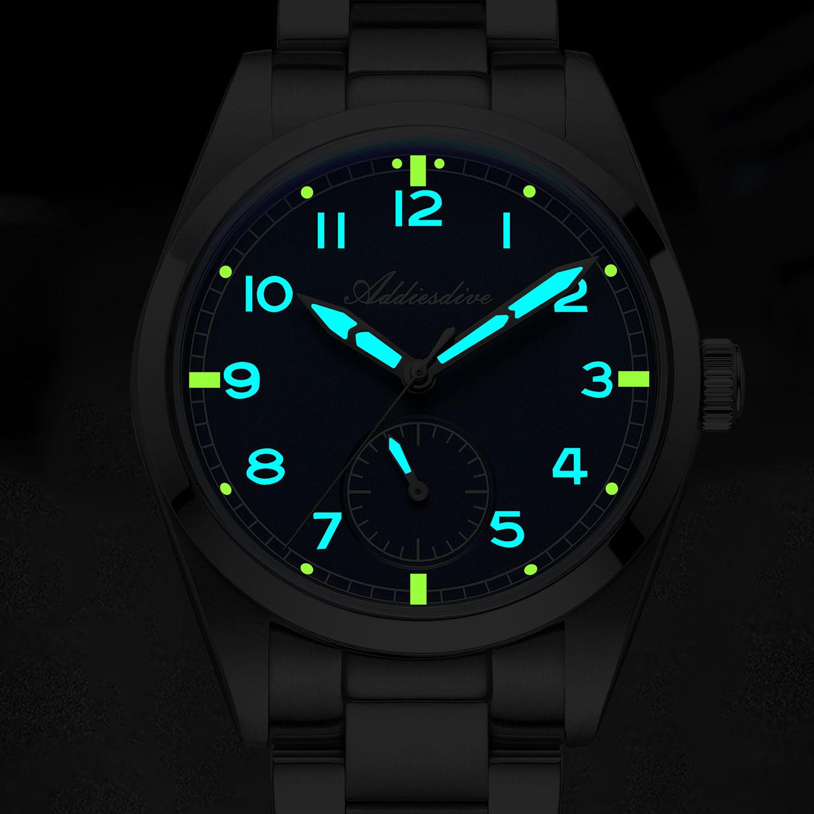 ADDIESDIVE herrenuhr Quartz 36mm Edelstahl wasserdicht 100m Uhr AD2099 Japanisches VH60-Uhrwerk mit 24-Stunden-Zifferblatt BGW9+C3 superluminova Business&Freizeit Armbanduhr