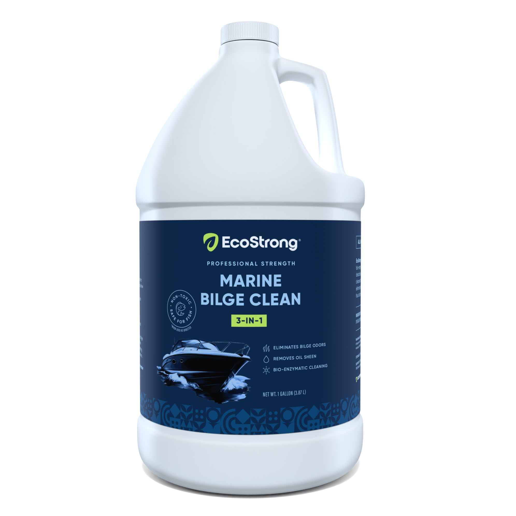 Eco Strong Bilge Cleaner & Deodorizer | Heavy Duty Formula Digests Odor Causing Sludge, Grease, Oil, Sheen, Gasoline | Biodegradable, Fish Safe, Chemical-Free (128 oz)