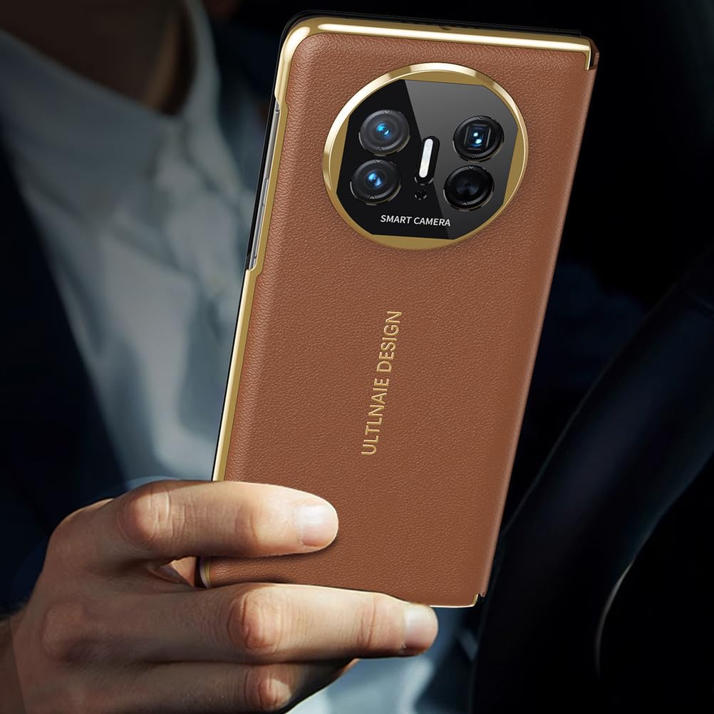 Pokryte etui do Huawei Mate X6, przezroczyste okno widoczne, klapka, magnetyczne, ultracienkie, wegańskie skórzane etui na telefon komórkowy, niebieski, X6