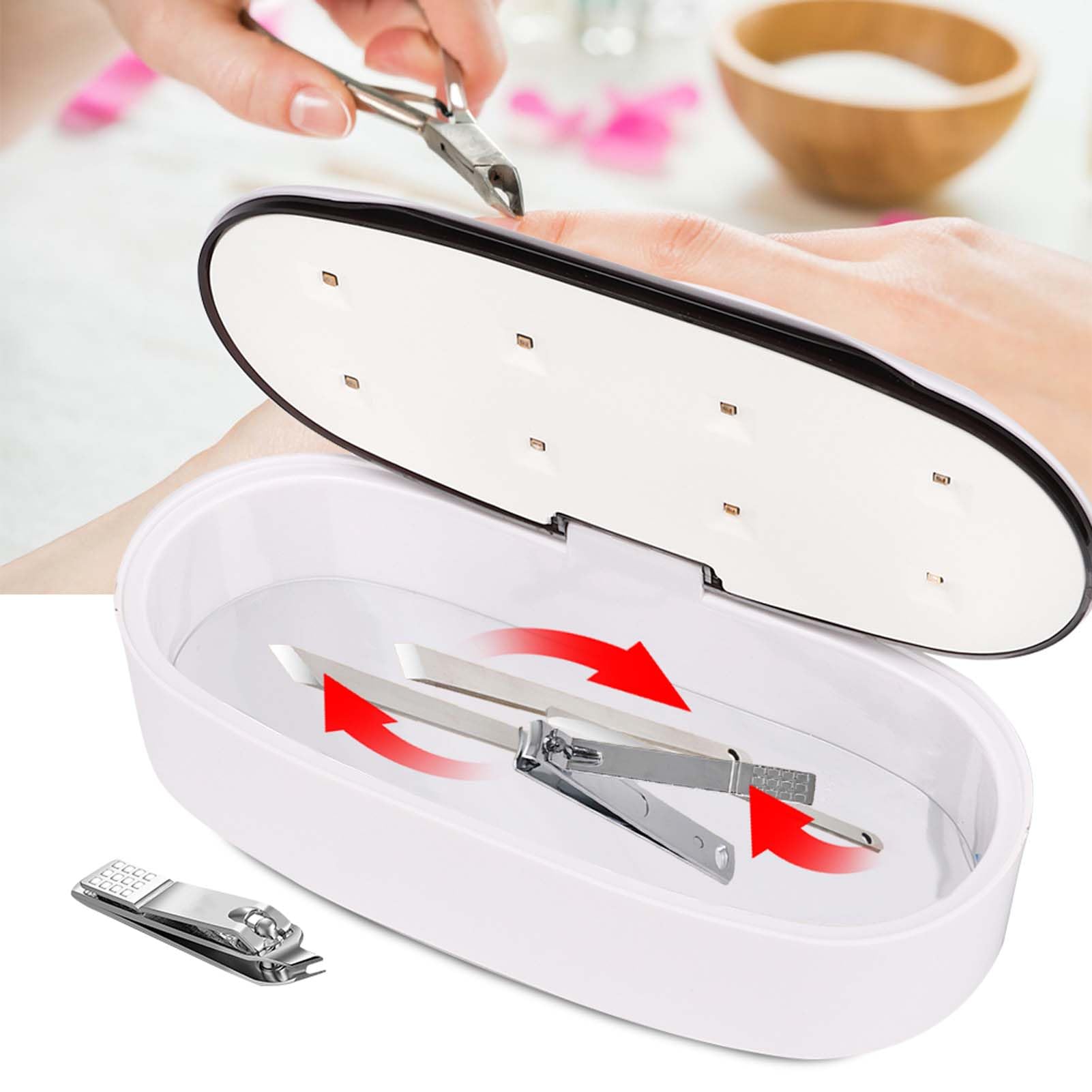 Caja de Desinfectante de Luz UV Caja de Esterilizador LED UVC 60S/90S Temporizador con Carga USB para Herramientas de Arte de Uñas Manicura de Salón de Belleza Pedicura (Cable USB)