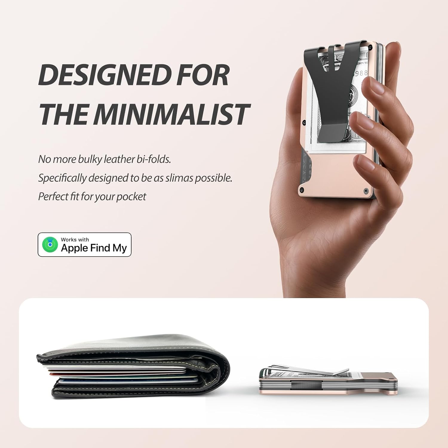 Air Wallet, Built-in Tracker Slim Wallet, Smart Wallet with Money Clip, Compatible with FindMy Network(iOS Only), Anti-Theft Card Holder, *Gift for Men (Tracker Wallet, Khaki) image 2