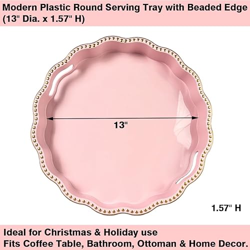 Miniatura 37 de Bandeja de servir rosa con asas, bandeja decorativa rectangular para mesa de café, bandeja otomana de plástico para sala de estar, baño, mesa