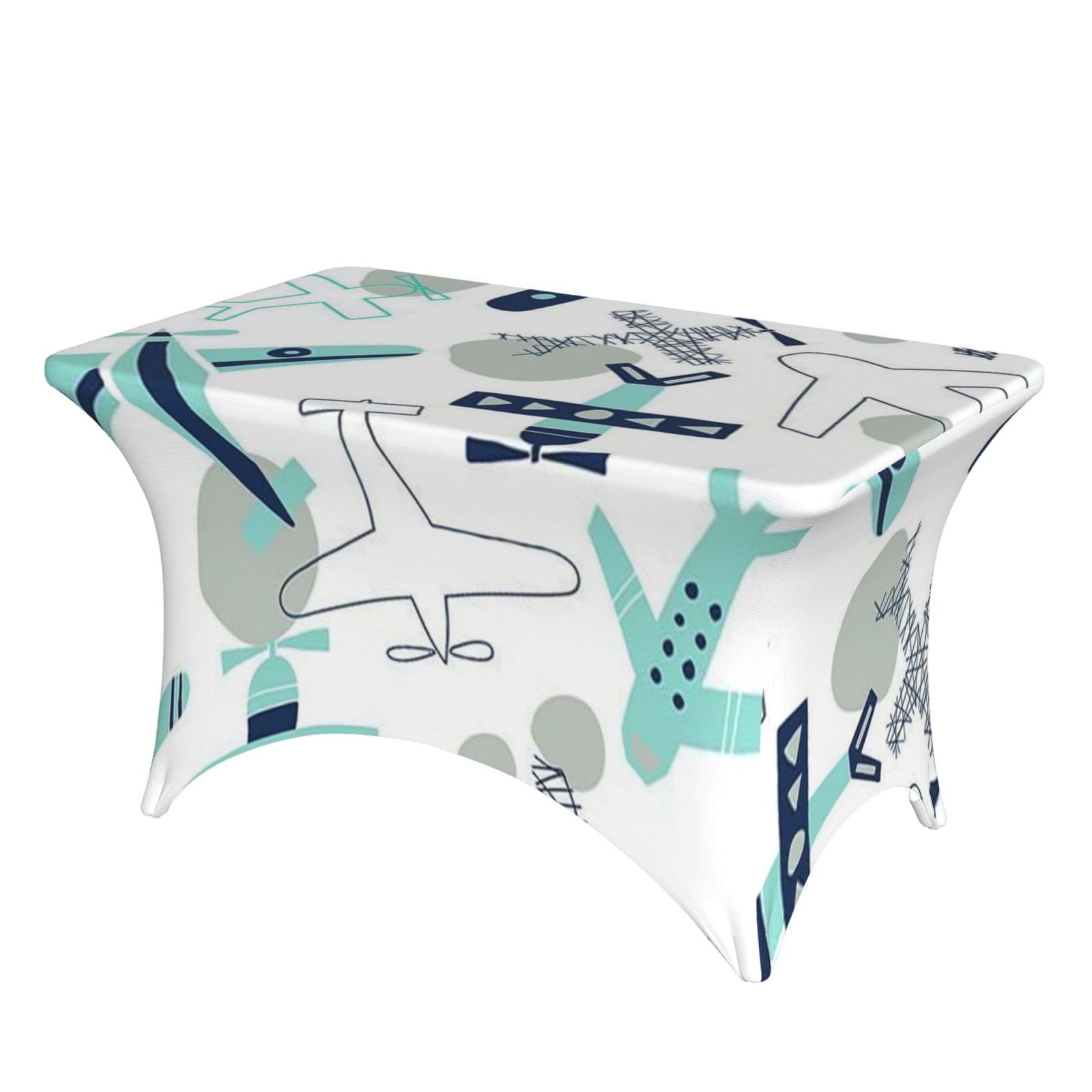 Dcehgew Airplane-R18666 4Ft Spandex Rectangular Table Cloth, Printed Fitted Elastic Tablecloths Washable Table Cover For Event, Wedding, Banquet & Party