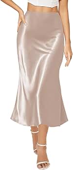 スカート RAWSTUDIO SATIN ANKLE-LENGTH SKIRT RAW STUDIO - satin ankle-length skirt-NAVY