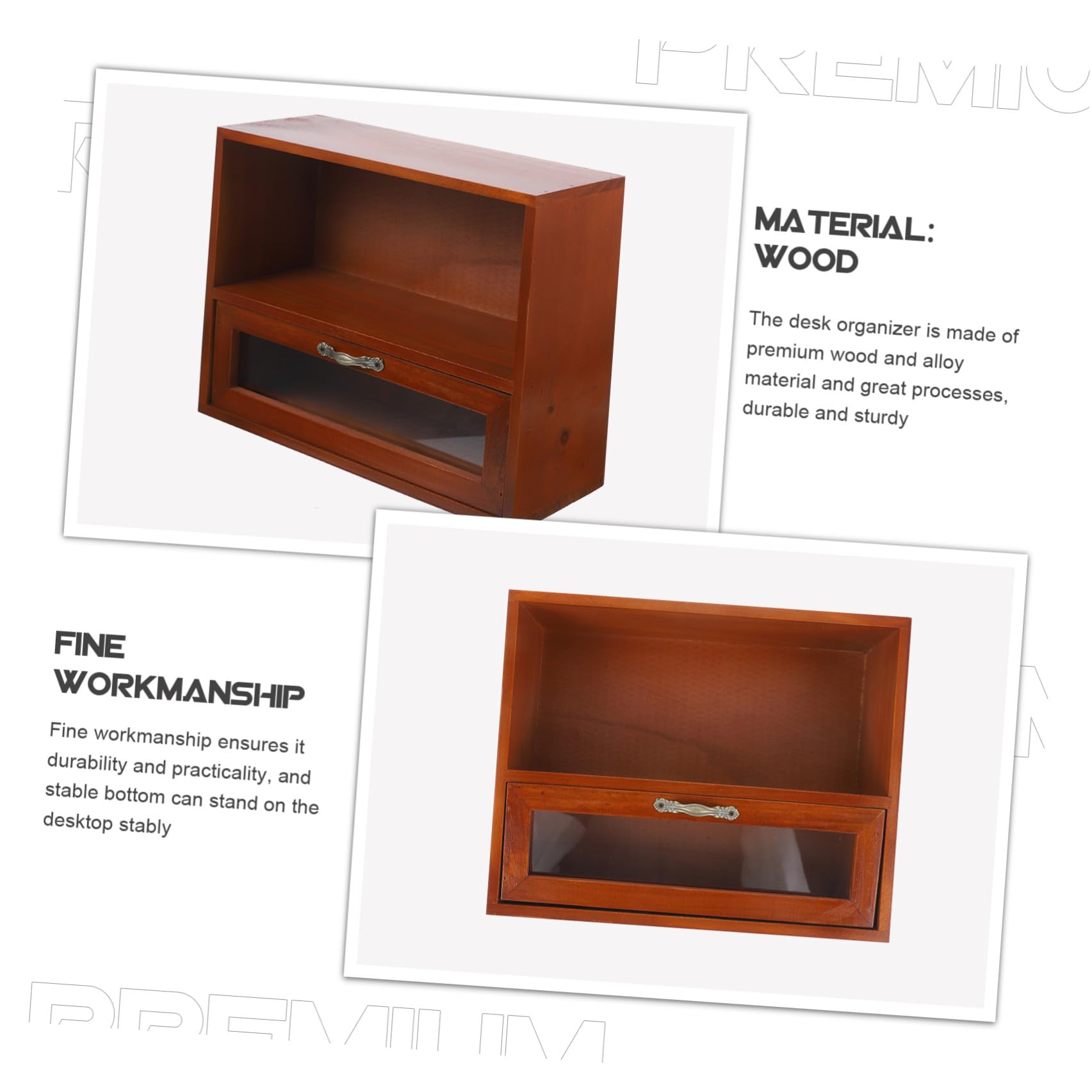 Scatola in Legno Antico con Coperchio e Cassetti Multipli per Organizzazione da Scrivania, per Conservare Gioielli e Piccoli Oggetti in Casa o Ufficio