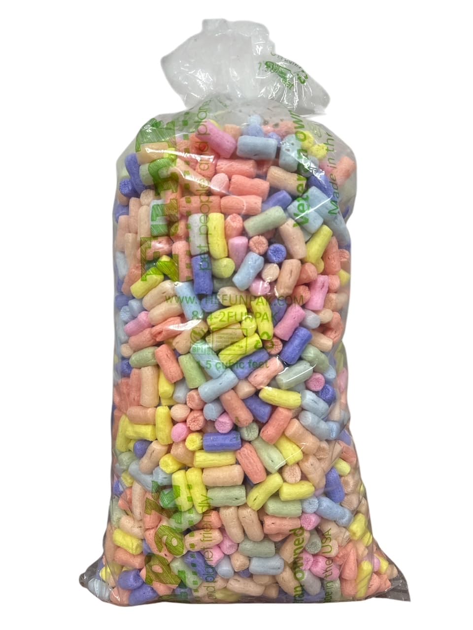 FunPak Plant Based Biodegradable Packing Peanuts 1.5 cu ft Bag Compostable (Rainbow Noodles)