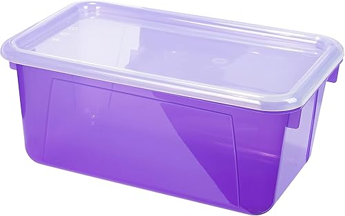 Miniatura 6 de Storex Tapa y tapa, se adapta a cubos pequeños (contenedores se venden por separado), 12.2 x 7.8 x 1 pulgada, paquete de 5, translúcido (62402A05C)