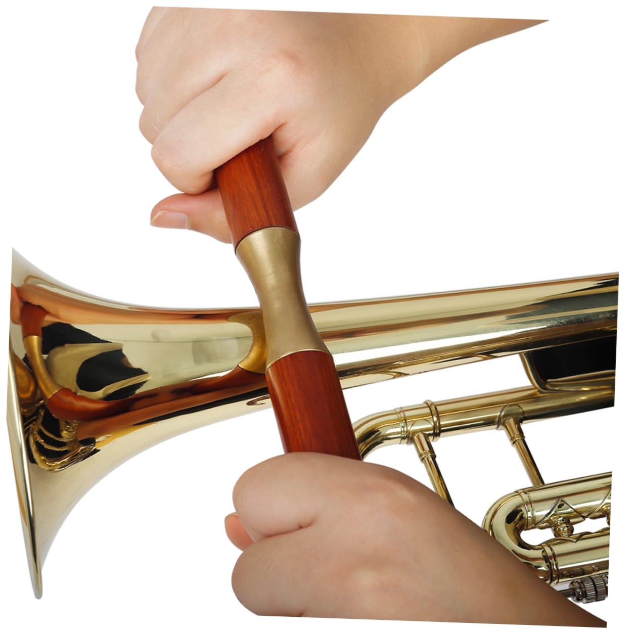 ibasenice Narzędzie Do Naprawy Wgnieceń Instrumentów Muzycznych z Drewnianym Uchwytem Do Trąbki Saksofonu i Puzonu Brązowy Rotacyjny