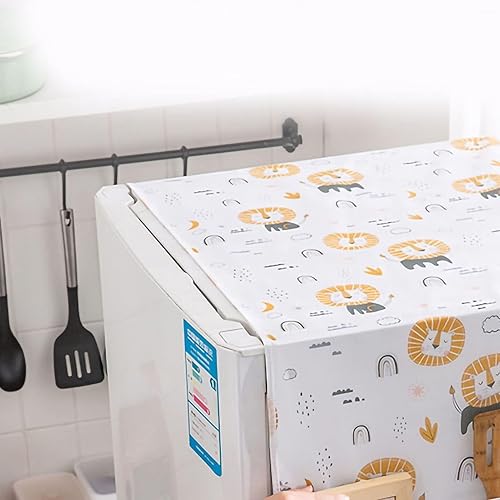 Miniatura 6 de Fundas para lavadora y secadora para la parte superior, cubierta superior de lavadora, linda funda a prueba de polvo para refrigerador de león, con