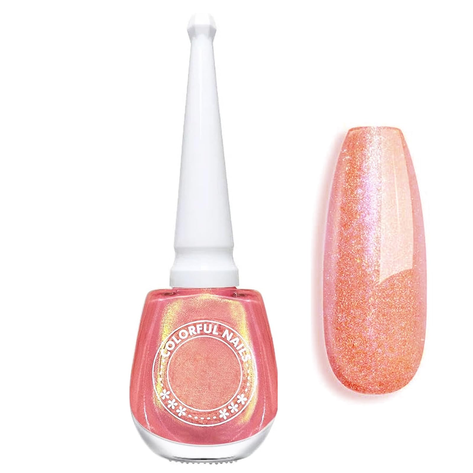 EONFAVE Pearl Nail Polish - Pink Holographic Nail Polish - Mermaid Sea Nail Varnish Shimmer Effect - Quick