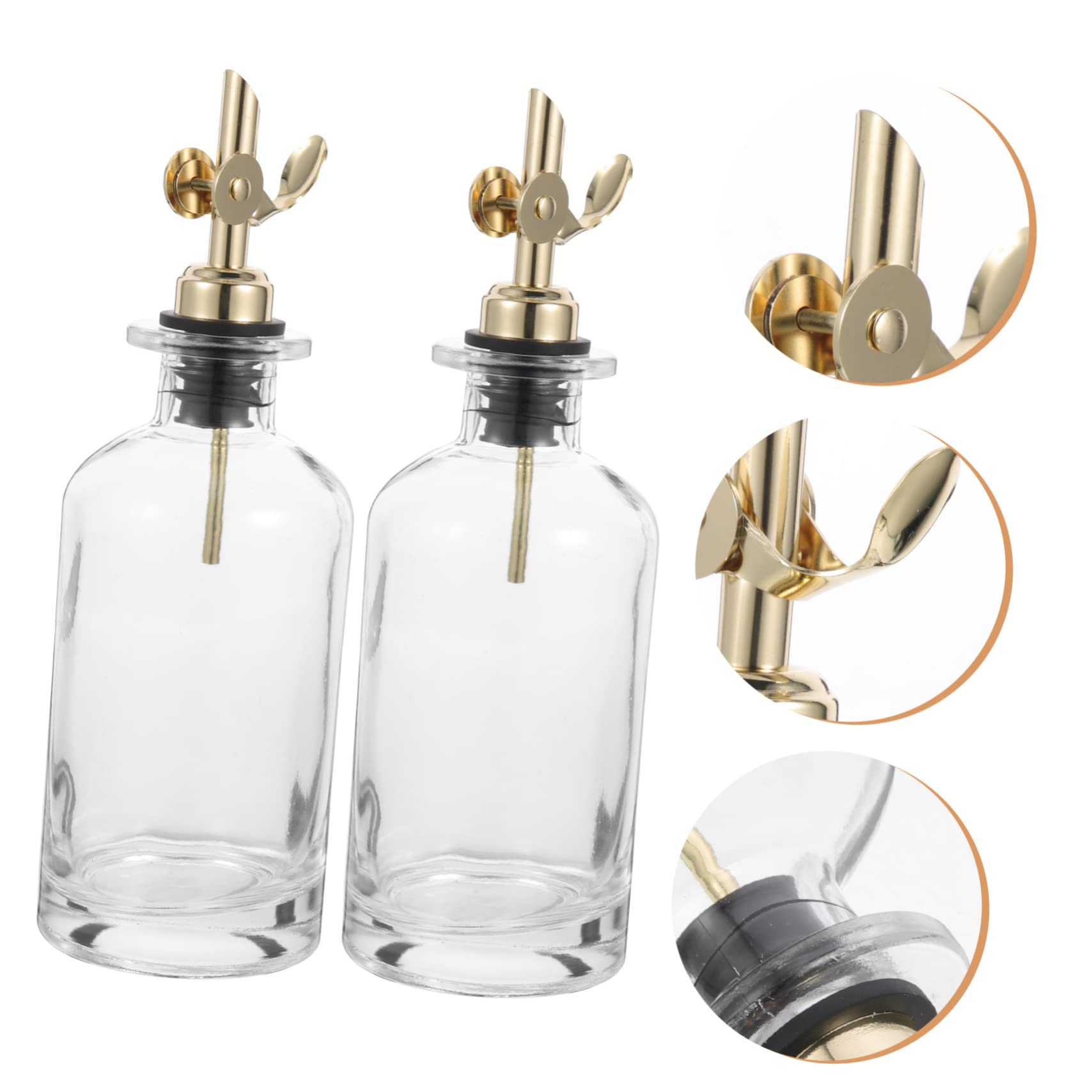 TOPBATHY Dispenser per Olio e Aceto Apertura Automatica Controllo del Flusso, 2 Bottiglie, in Vetro e Acciaio Inox, 350ml, per Cucina e Barbecue