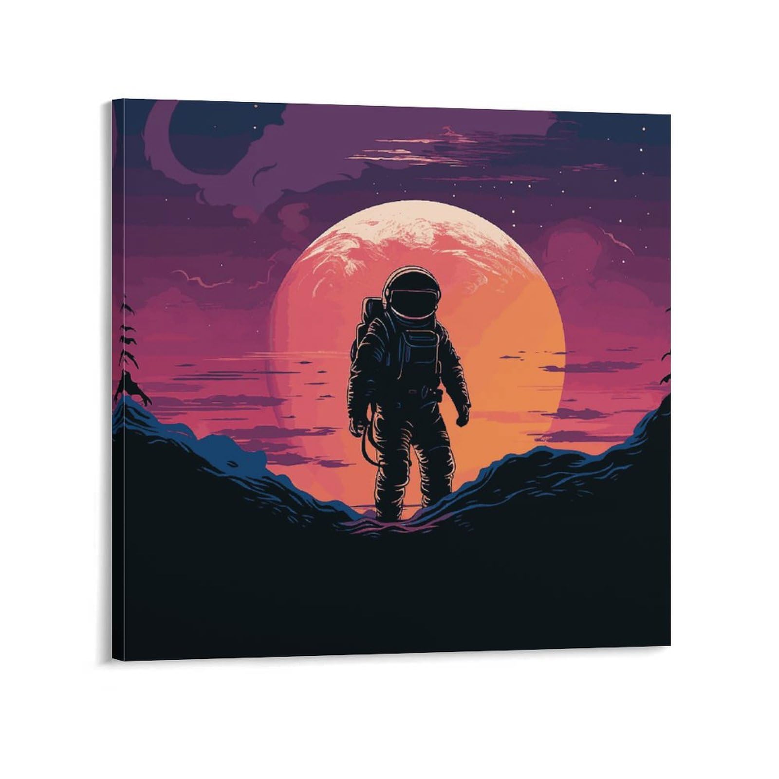 Toile abstraite astronaute grand format pour s'évader