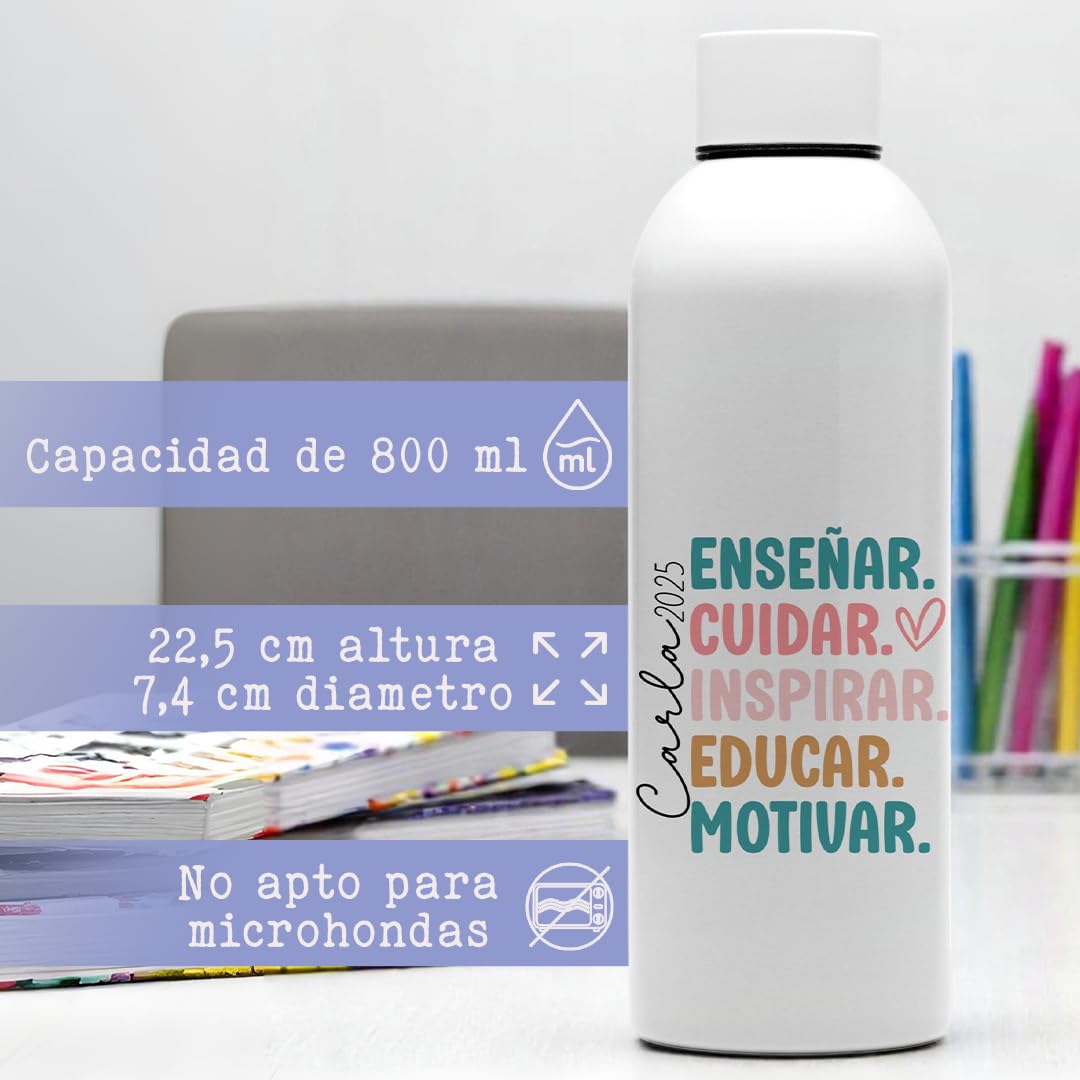 Evyre Regalo Fin de Curso Profesores Tote Bag Botella térmica Profesora Personalizado Maestra Infantil Regalos para Profesores Originales Recuerdos Alumnos