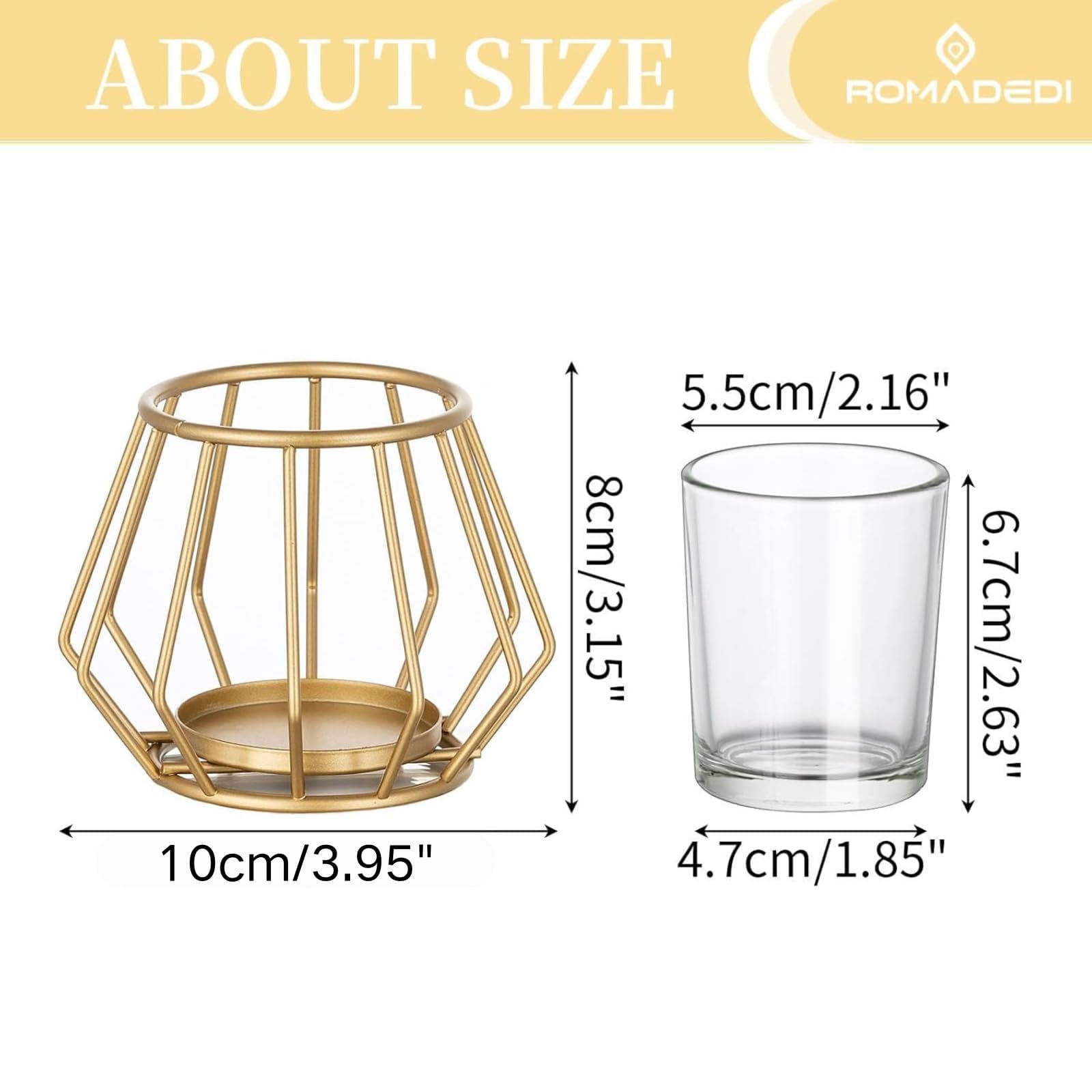 Lot de 12 photophores géométriques en métal pour table de mariage avec verres pour café, décoration de chambre, fête de mariage, anniversaire, doré