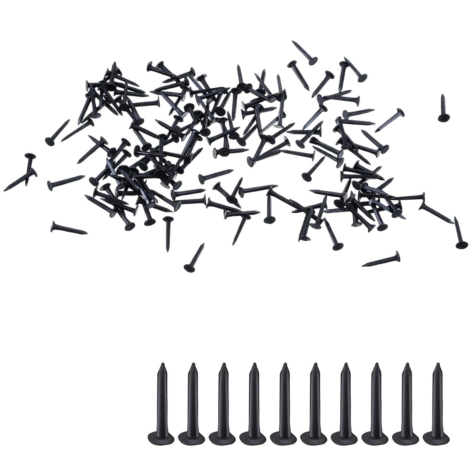 500 PCS Upholstery Carpet Tacks Bulk, 4x13mm Black Furniture Nails Tacks Box of Hardware Cut Nails Studs for Woodworking Stairs Runners Shoes Boots Heels Soles Conveyor Belt Hanging and Repairing