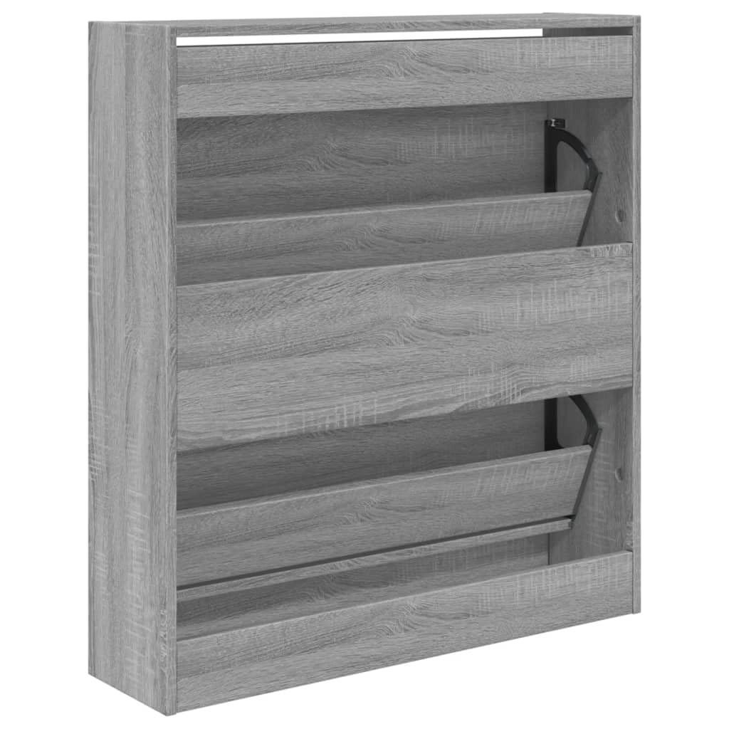 vidaXL Schoenenkast 80x34x63 cm bewerkt hout gerookt eikenkleurig, opbergrek voor schoenen, opbergstellage voor schoenen, schoenenordener