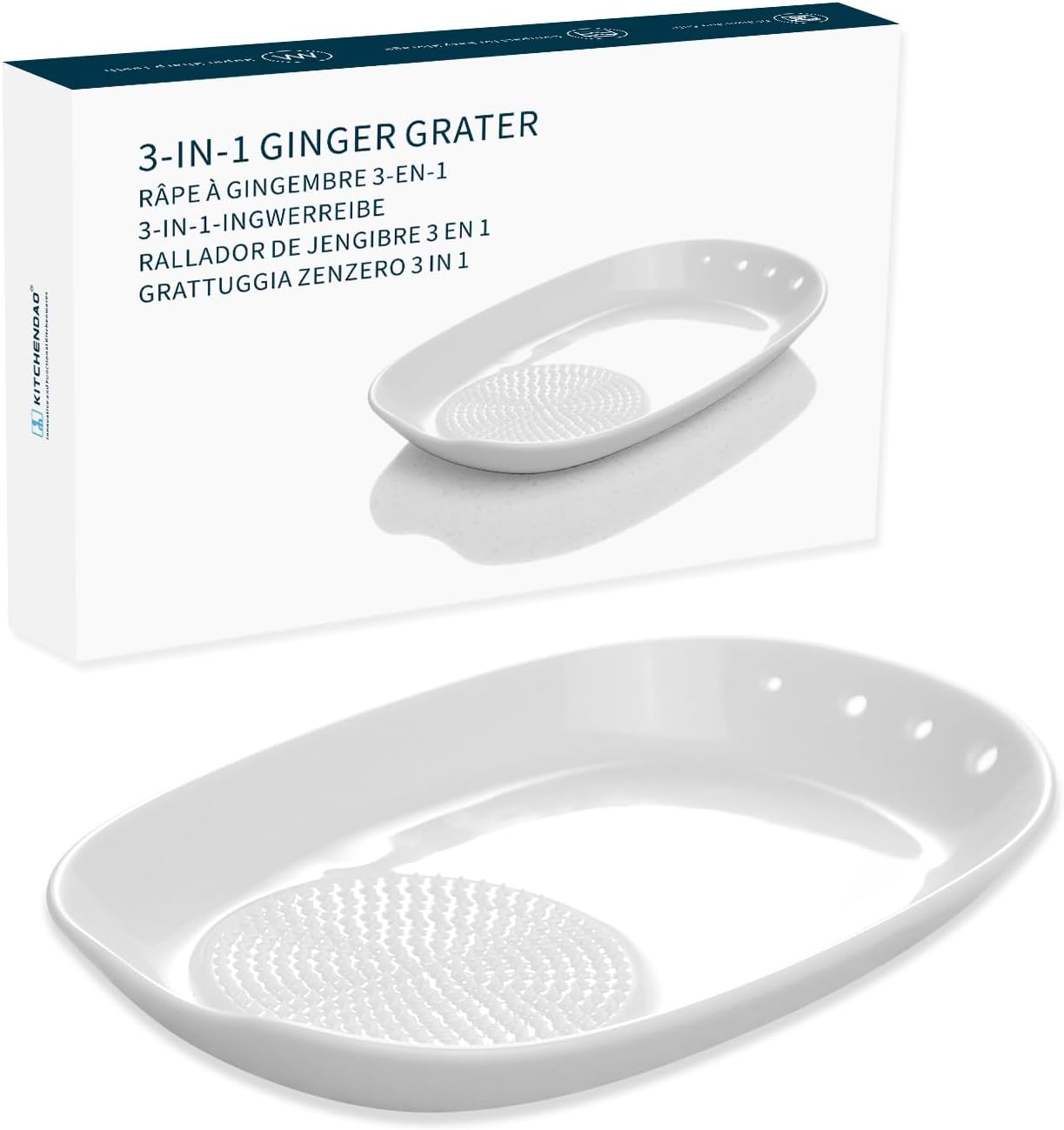 KITCHENDAO 3 in 1 Porcelain Ginger Grater Tool Spoon Rest Herb Stripper, 11×16.5cm for Kitchen, Japanese Ceramic Garlic Grinding Wasabi Grater Zester Plate Dish for Daikon Radish & Parmesan Cheese KITCHENDAO 3 in 1 Porcelain Ginger Grater Tool Spoon Rest Herb Stripper, 11×16.5cm for Kitchen, Japanese Ceramic Garlic Grinding Wasabi Grater Zester Plate Dish for Daikon Radish & Parmesan Cheese