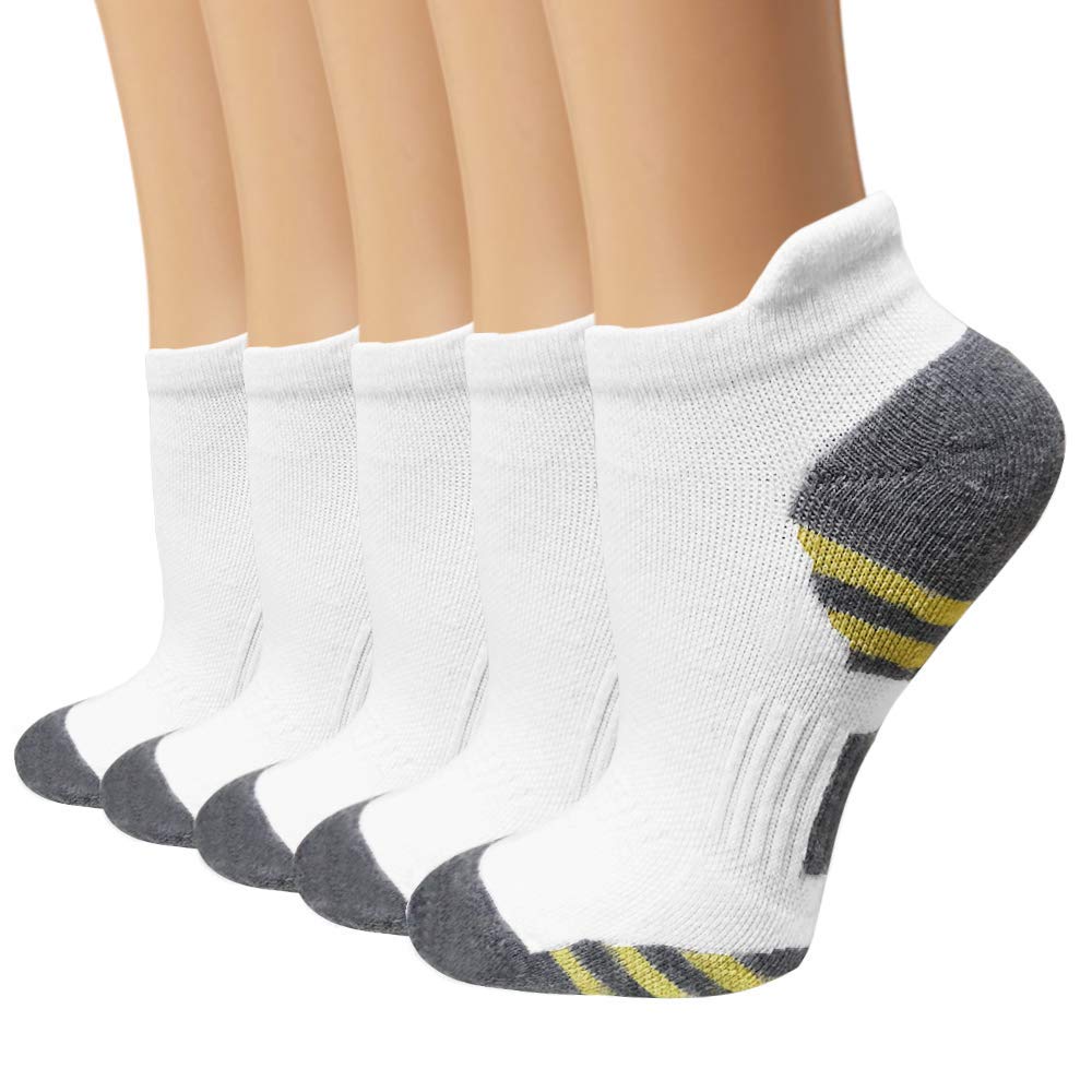 yeuG Ankle Compression Socks Women and Men 5 Pairs - Circulation Arch Support Copper Plantar Fasciitis Running Socks