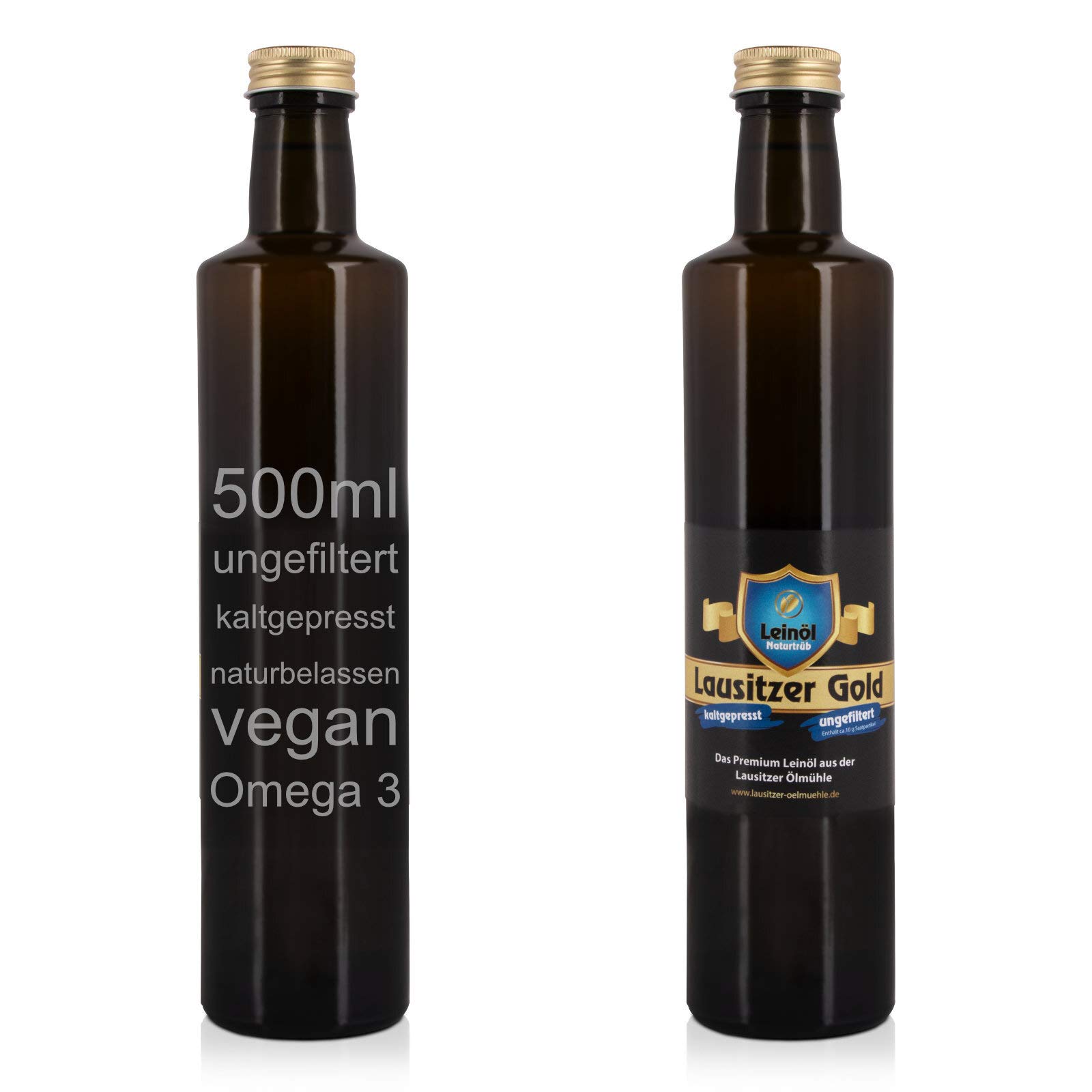 Lausitzer Leinöl - Lausitzer Gold (kaltgepresstes ungefiltertes Premium Leinöl), 500ml