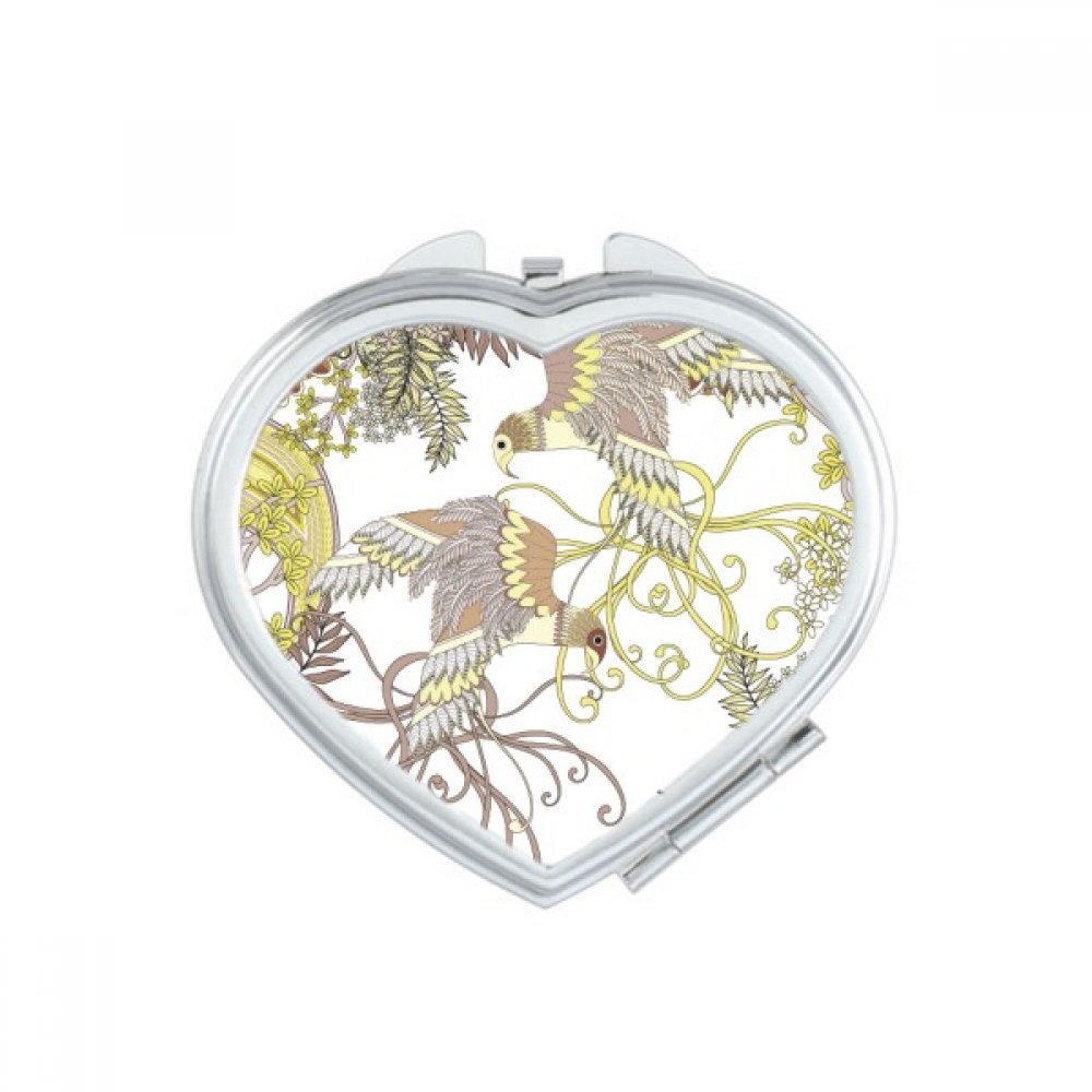 Miroir de poche compact ukiyo-e oiseau mignon pour retouches maquillage
