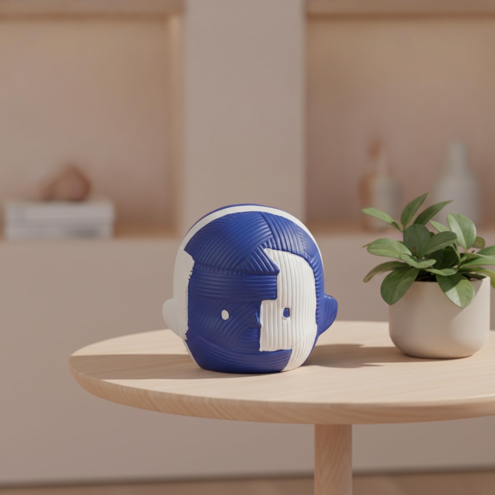 Abstracte Cartoon Figurine Skulptur Dekofigur Statue Resin Ästhetische Wohnfigur mit Zeitgemäßer Anmutung für Einladendes Ambiente für Wohnzimmer, Blau Und Weiß, Niedriges Modell