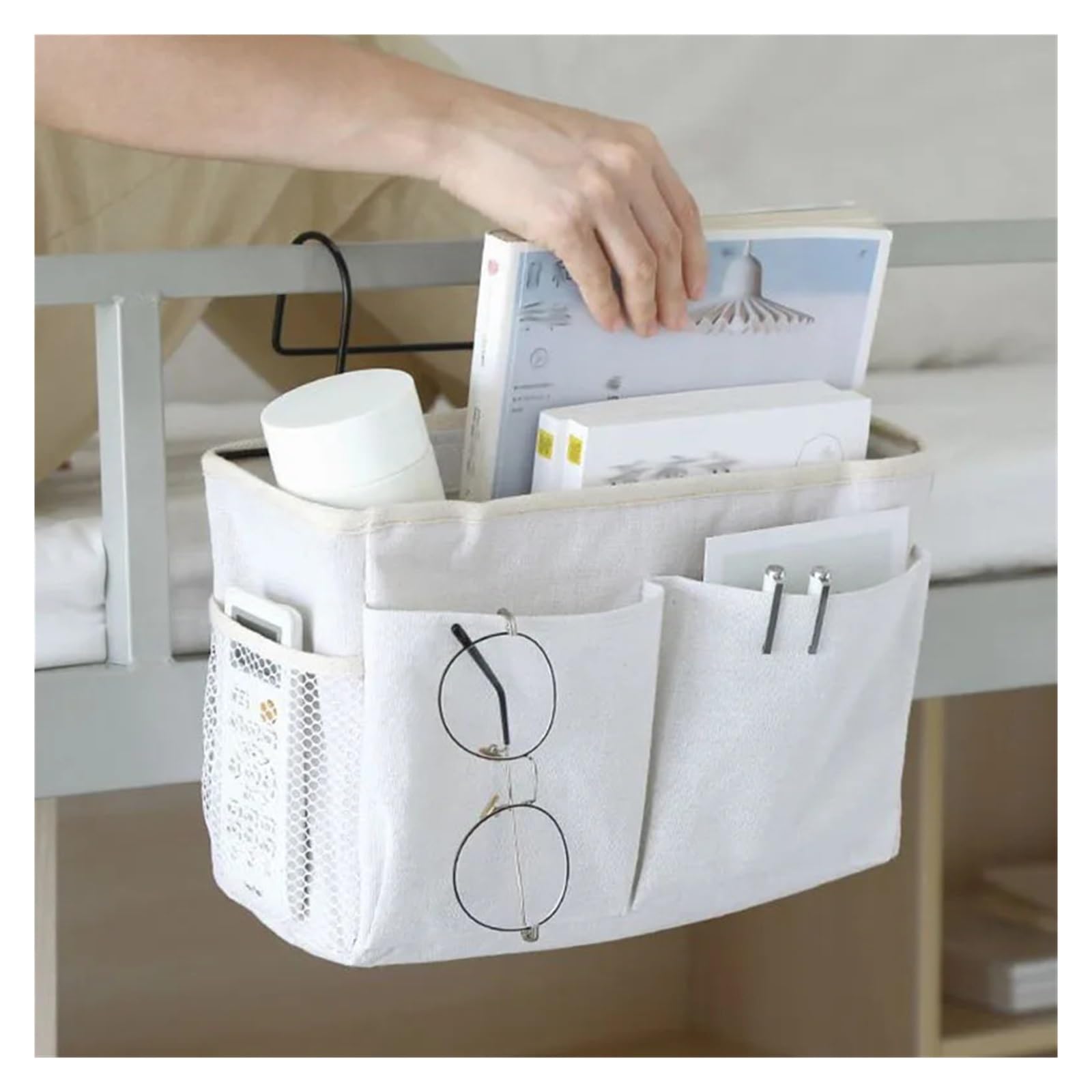 Organizador de Reposabrazos para Sofá Bolsa de Almacenamiento Colgante Multifuncional for sofá Junto a la Cama, for organización de dormitorios y Apartamentos(Blue)