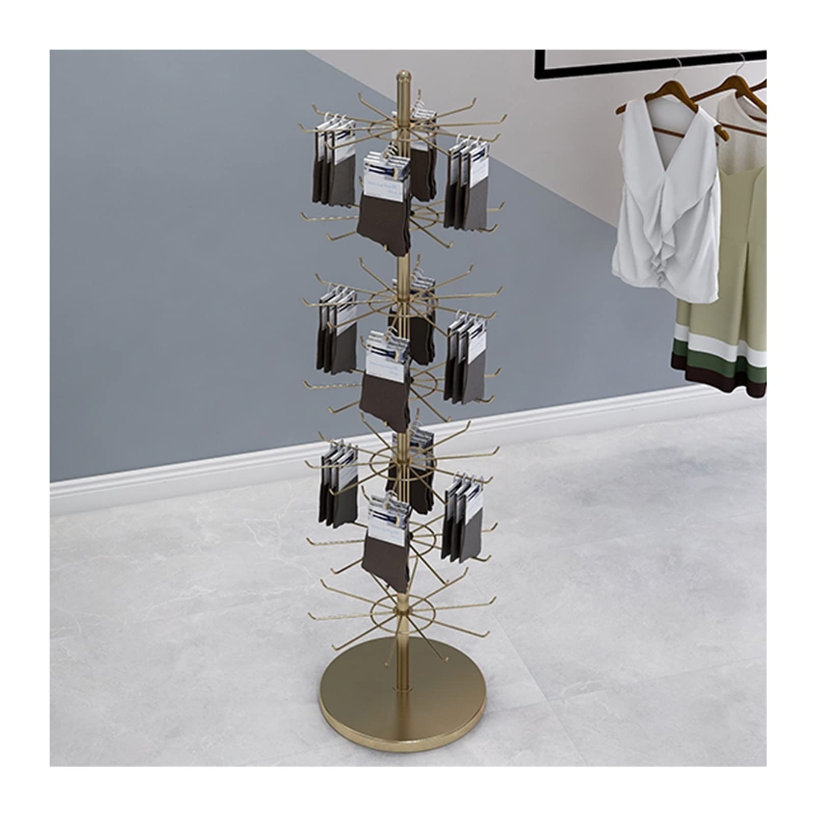 Rotating 4/5/6/7 Tier Jewelry Organizer Stand, Jewelry Tower, Store Retail Display Rack, Multifunctional Necklace Bracelet Earrings Keyring Socks, Black-40x160cm(4 Tier)