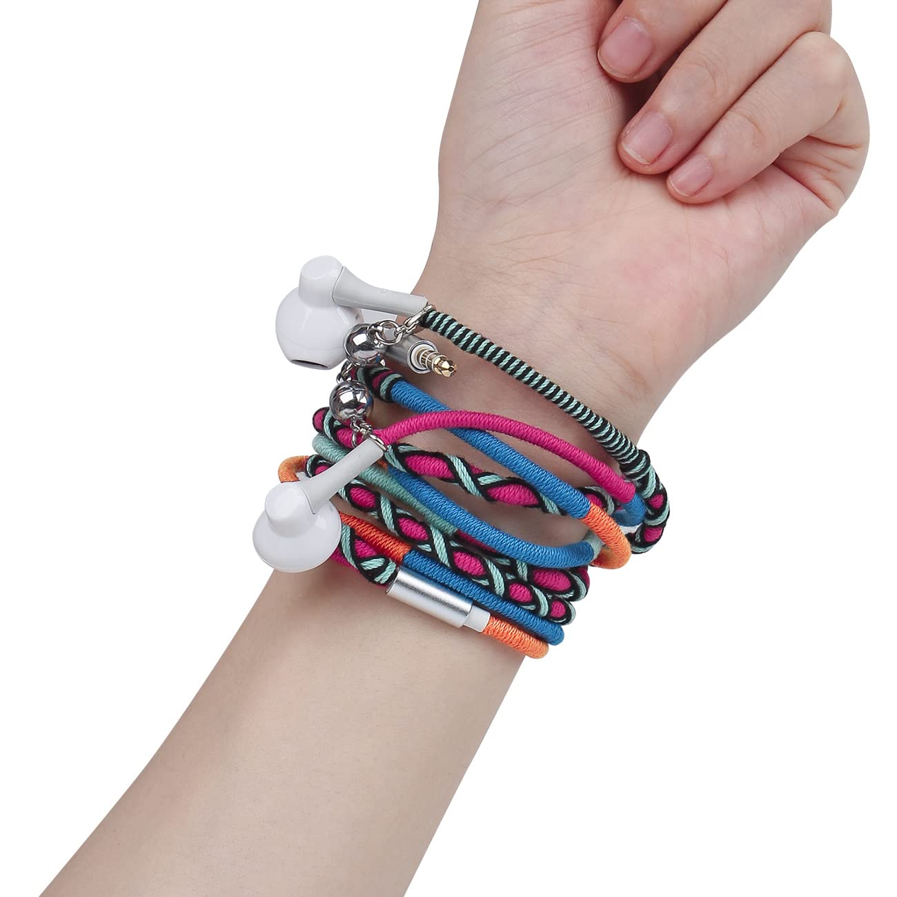 URIZONS Noise Isolating Cancellation In Ear Headphones - Wired Earbuds With Microphone High Definition Compatible With iPhone,iPad,Mac,Laptop Android Devices Samsung Galaxy Braided Cord Bracelet(7#)